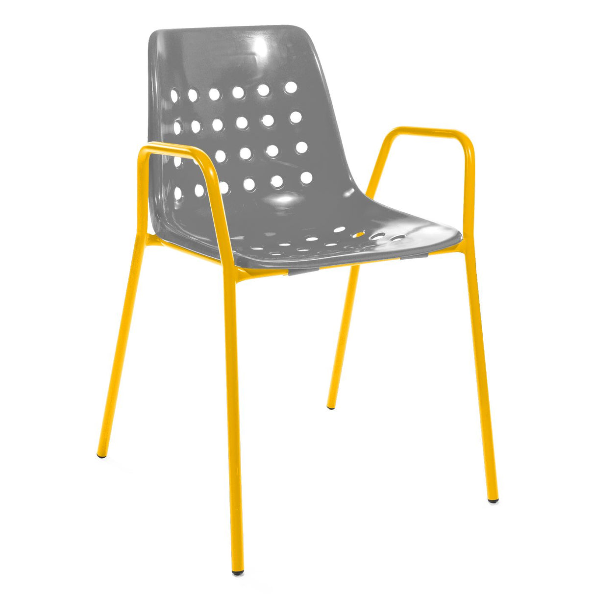 Schaffner Bermuda Fauteuil repas avec accoudoirs tubes ronds Jaune 11 Gris Argent 78