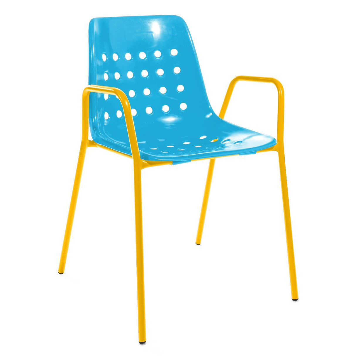 Schaffner Bermuda Fauteuil repas avec accoudoirs tubes ronds Jaune 11 Turquoise 58