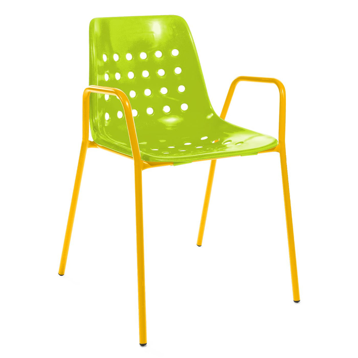 Schaffner Bermuda Fauteuil repas avec accoudoirs tubes ronds Jaune 11 Vert Clair 63