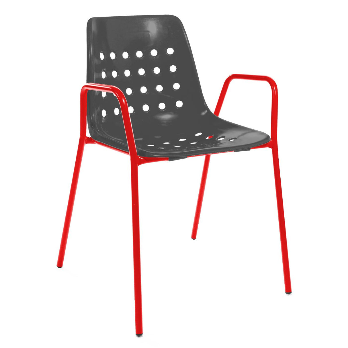 Schaffner Bermuda Fauteuil repas avec accoudoirs tubes ronds Rouge 30 Anthracite 77
