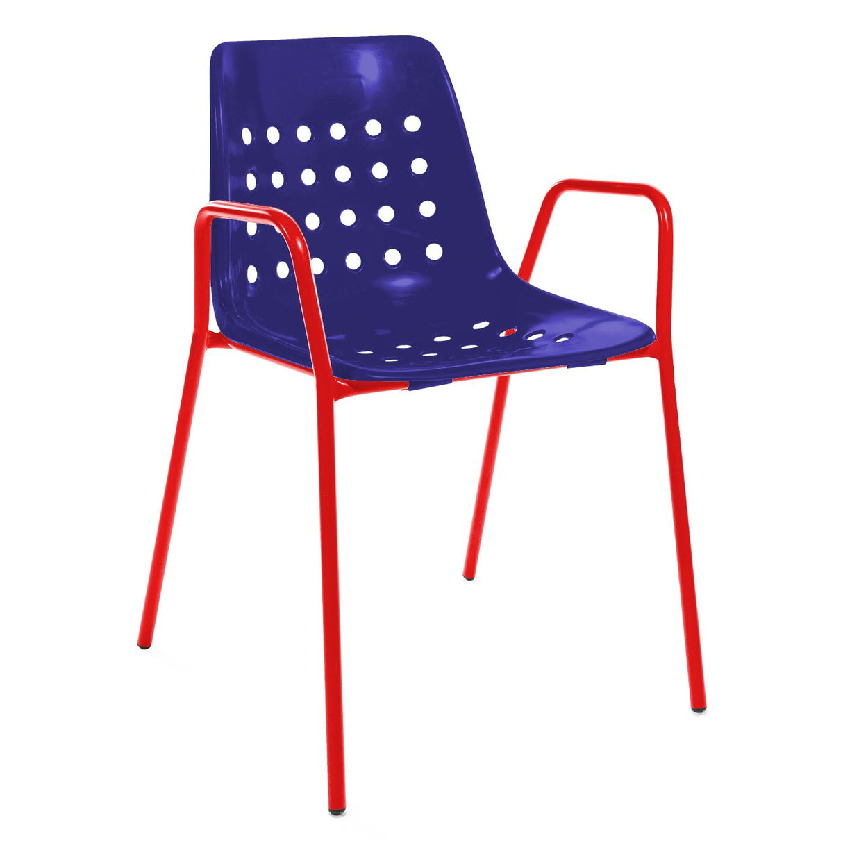 Schaffner Bermuda Fauteuil repas avec accoudoirs tubes ronds Rouge 30 Bleu 53