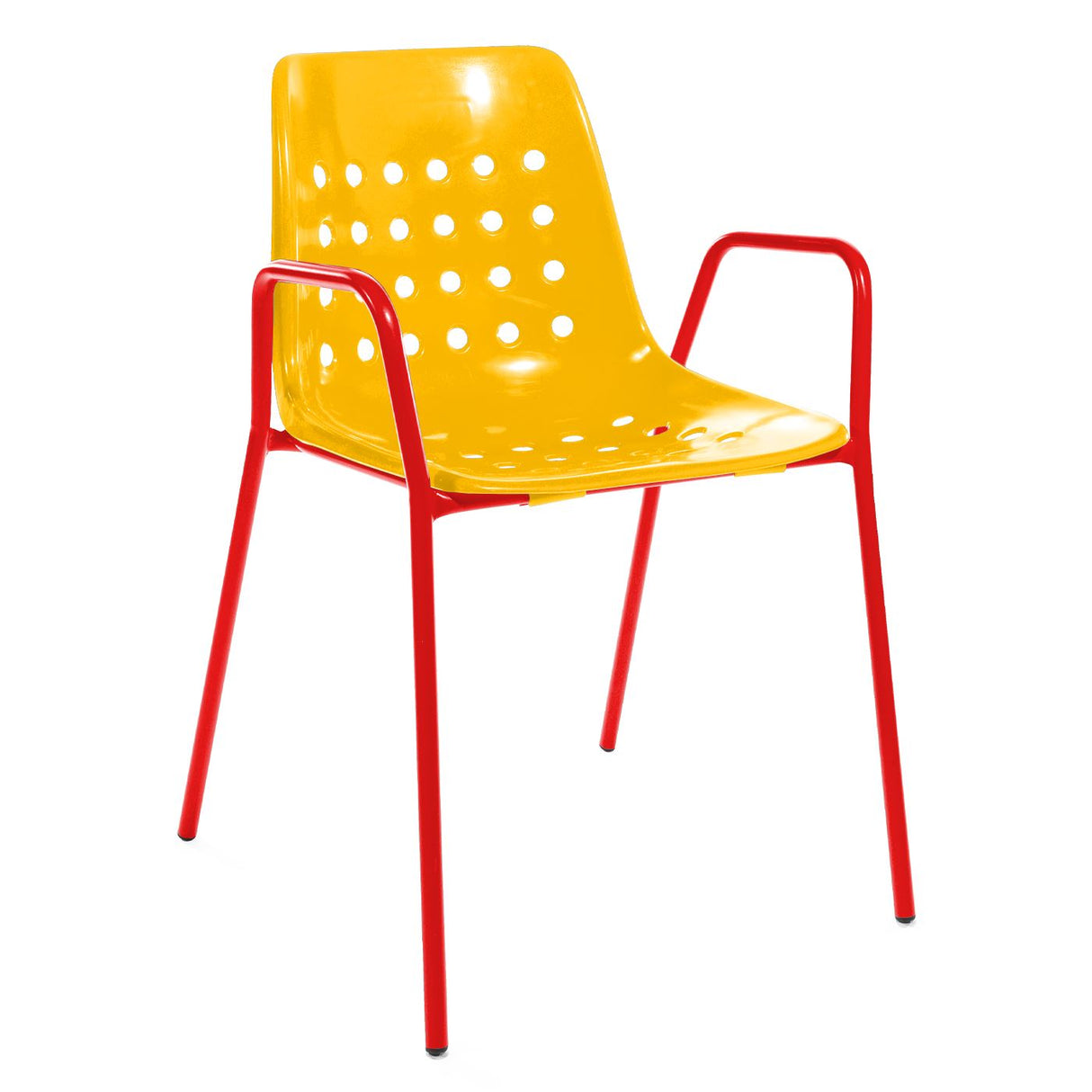 Schaffner Bermuda Fauteuil repas avec accoudoirs tubes ronds Rouge 30 Jaune 11
