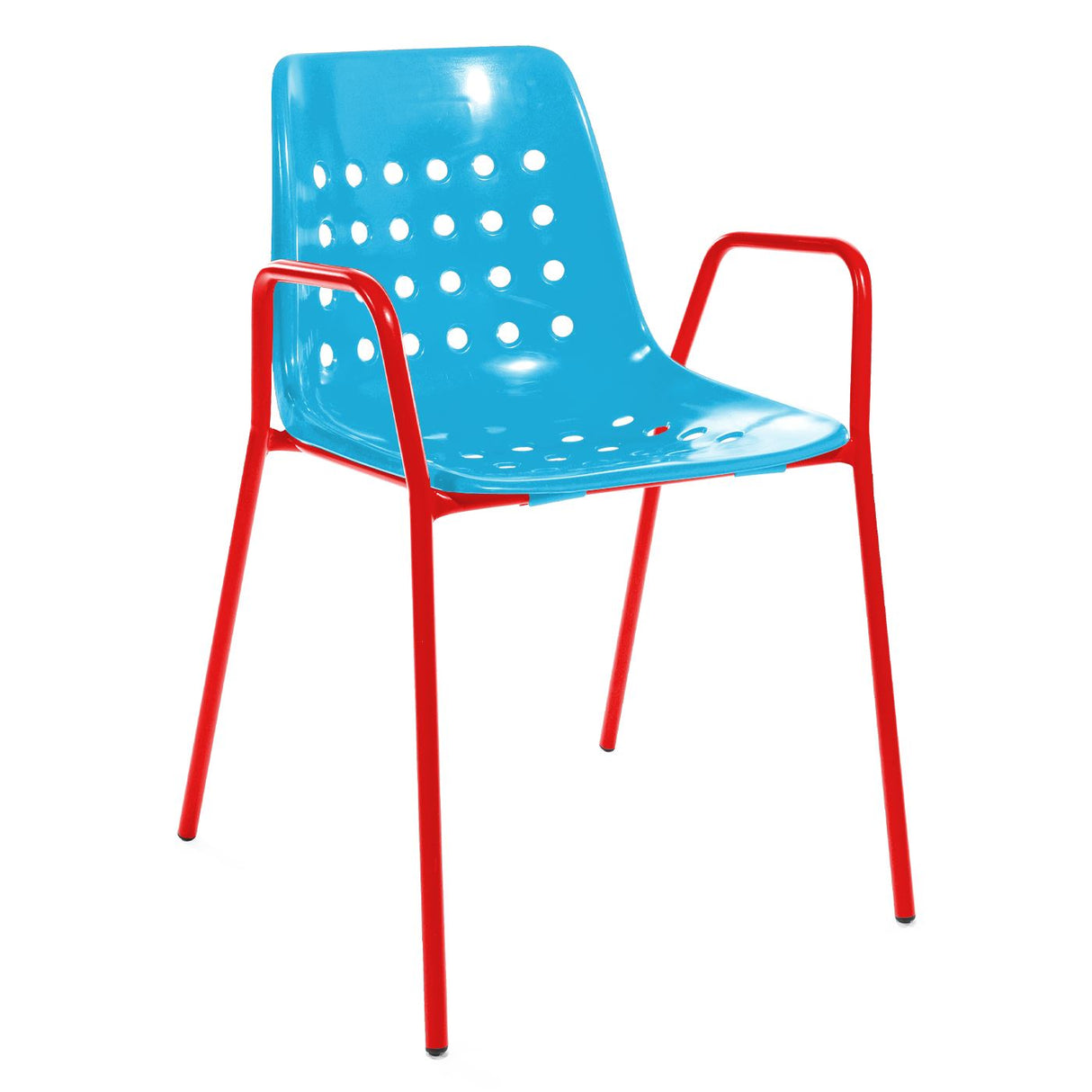 Schaffner Bermuda Fauteuil repas avec accoudoirs tubes ronds Rouge 30 Turquoise 58