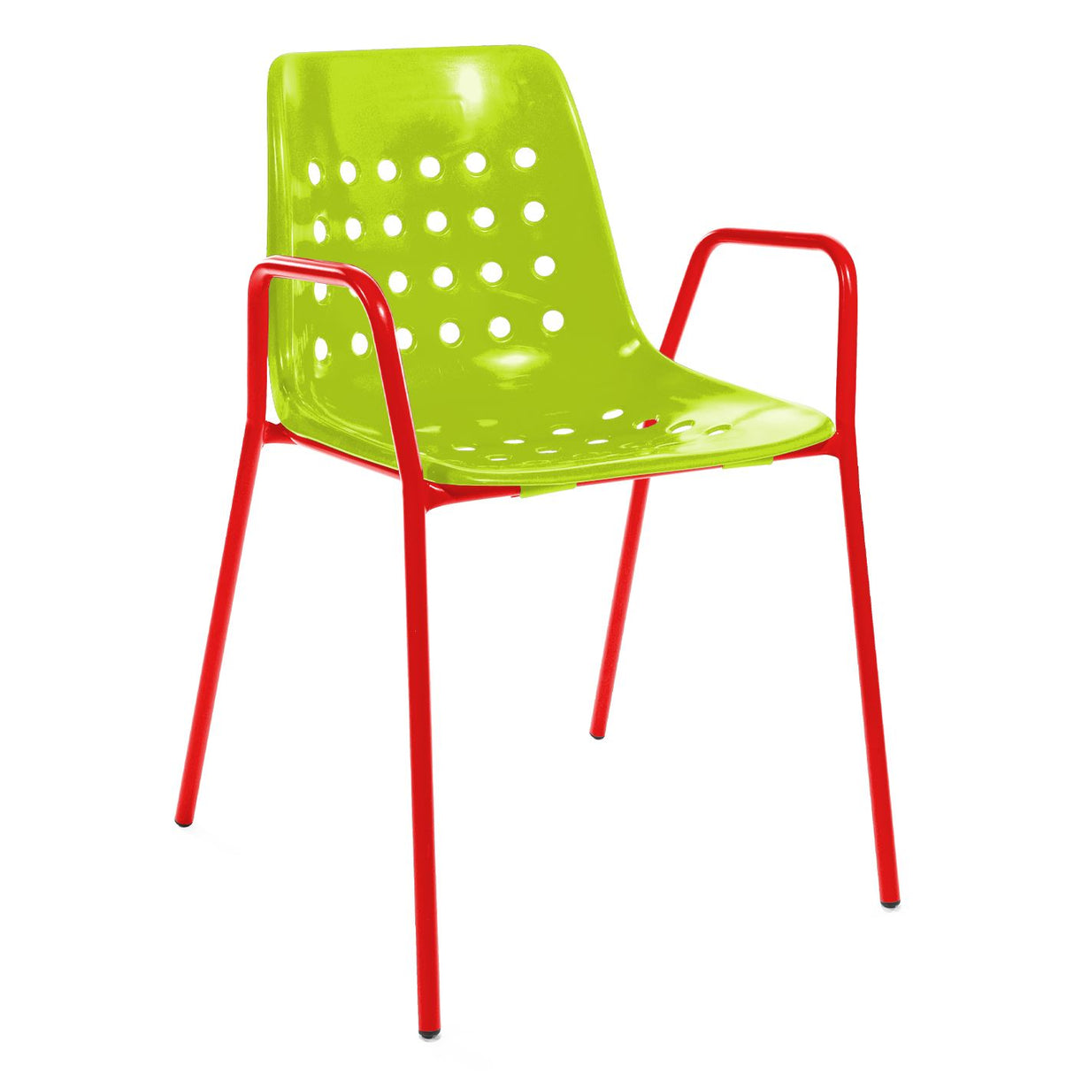Schaffner Bermuda Fauteuil repas avec accoudoirs tubes ronds Rouge 30 Vert Clair 63