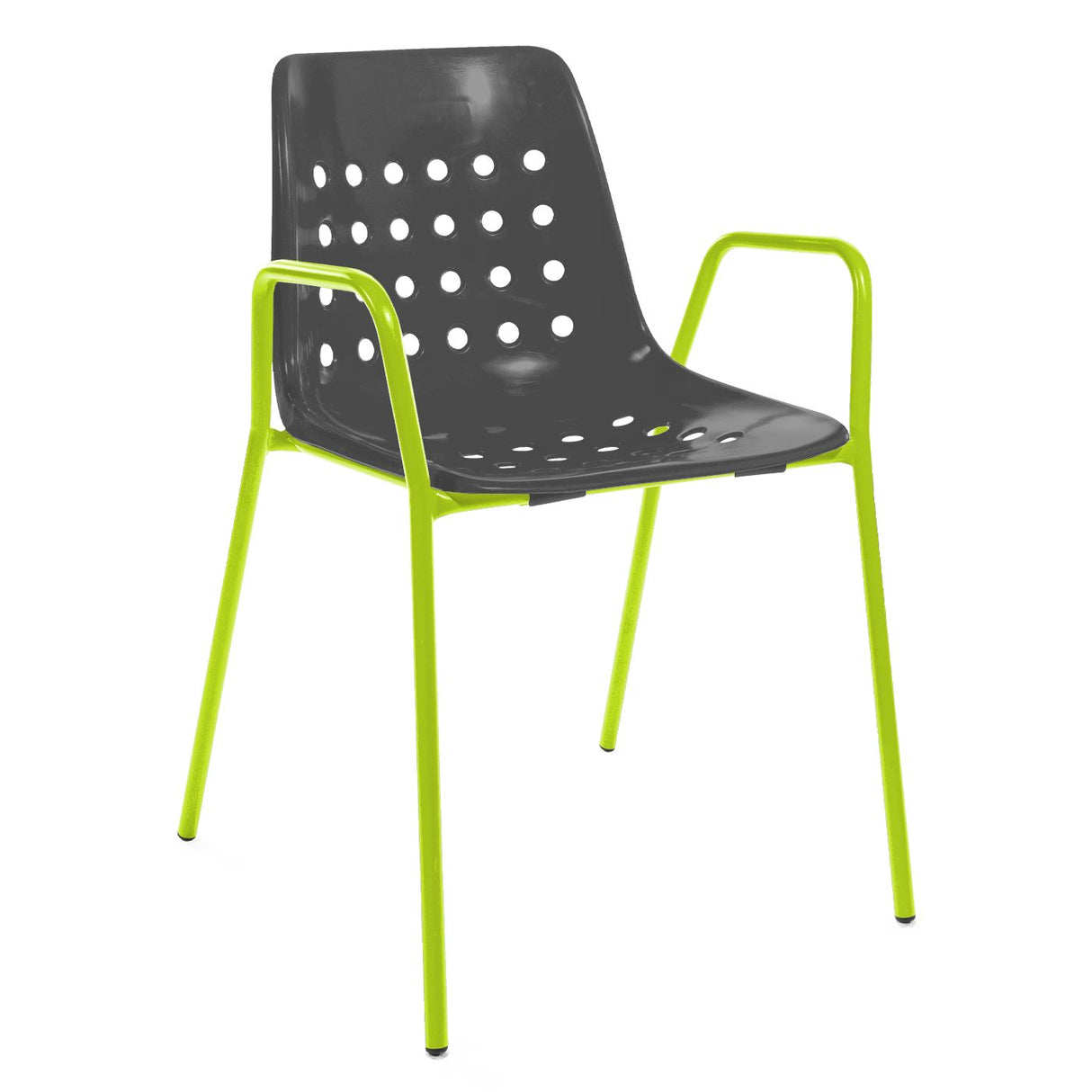 Schaffner Bermuda Fauteuil repas avec accoudoirs tubes ronds Vert Clair 63 Anthracite 77