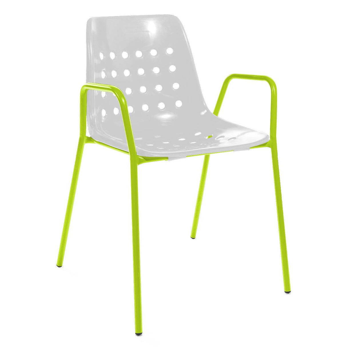 Schaffner Bermuda Fauteuil repas avec accoudoirs tubes ronds Vert Clair 63 Blanc 90
