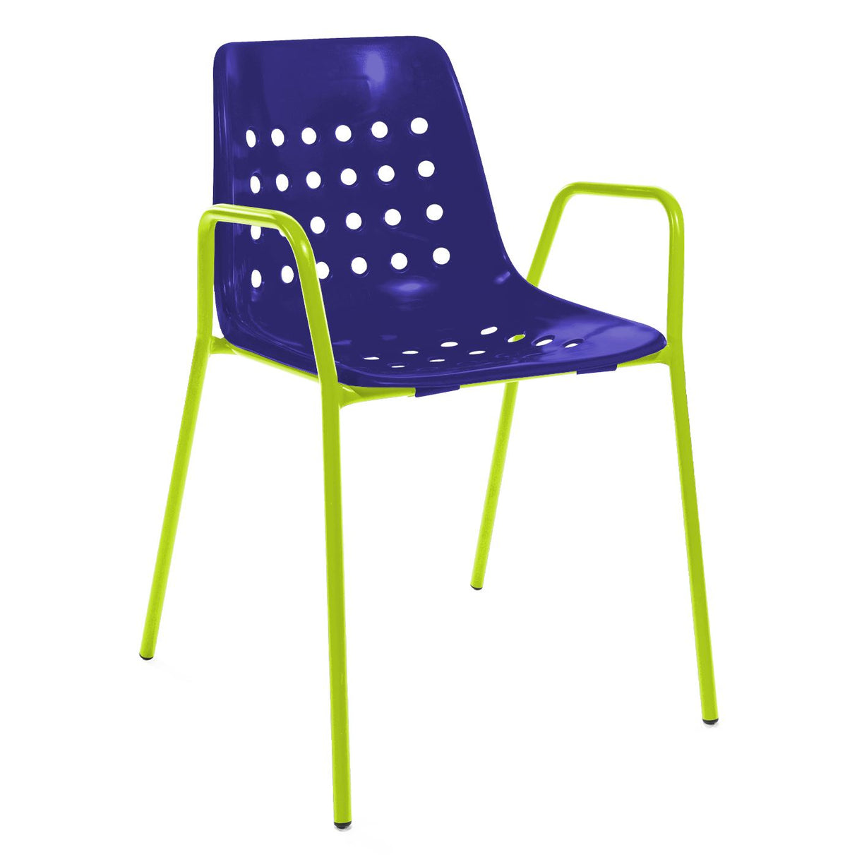Schaffner Bermuda Fauteuil repas avec accoudoirs tubes ronds Vert Clair 63 Bleu 53