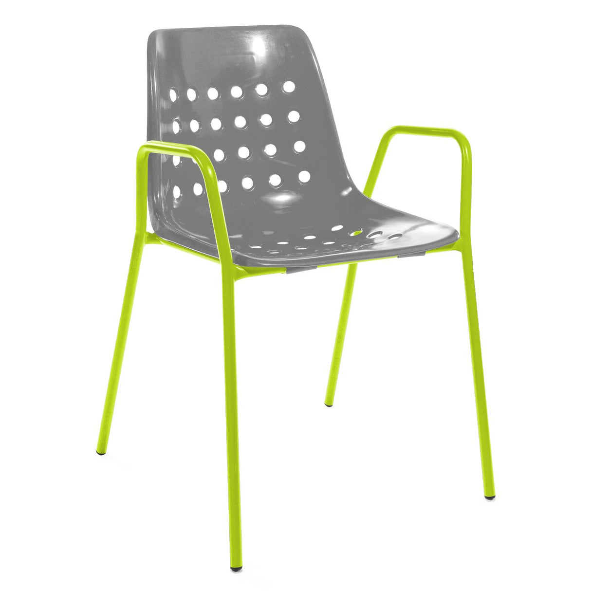 Schaffner Bermuda Fauteuil repas avec accoudoirs tubes ronds Vert Clair 63 Gris Argent 78