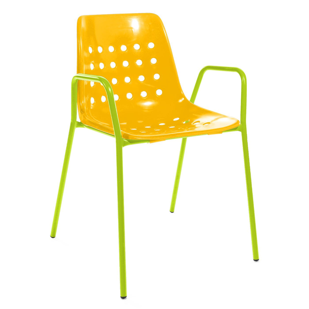 Schaffner Bermuda Fauteuil repas avec accoudoirs tubes ronds Vert Clair 63 Jaune 11
