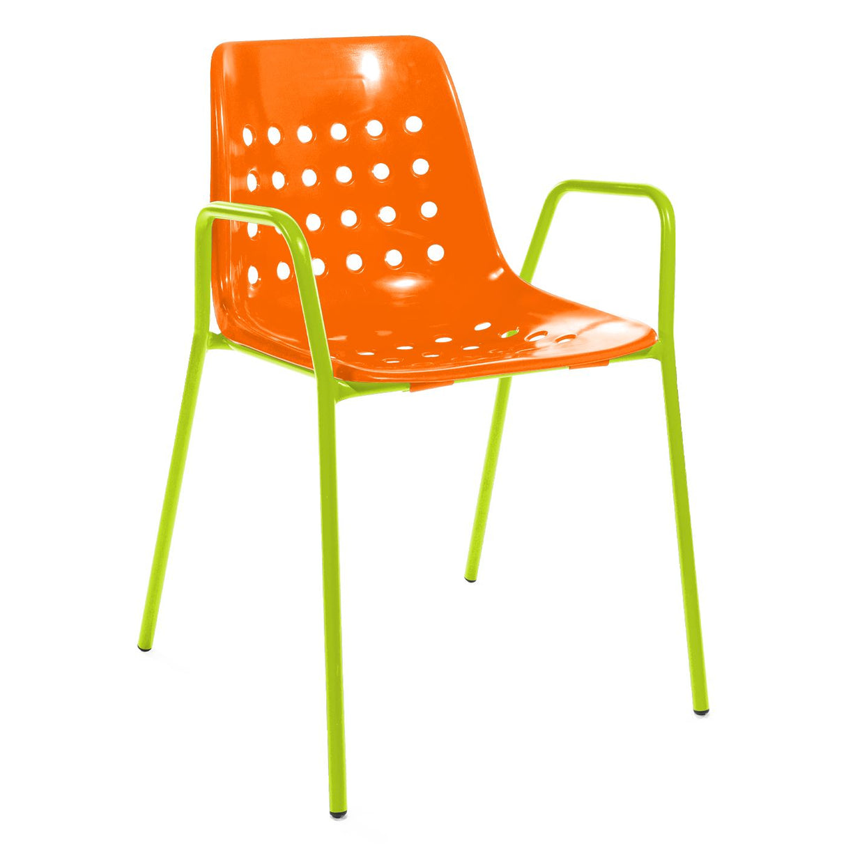 Schaffner Bermuda Fauteuil repas avec accoudoirs tubes ronds Vert Clair 63 Orange 13