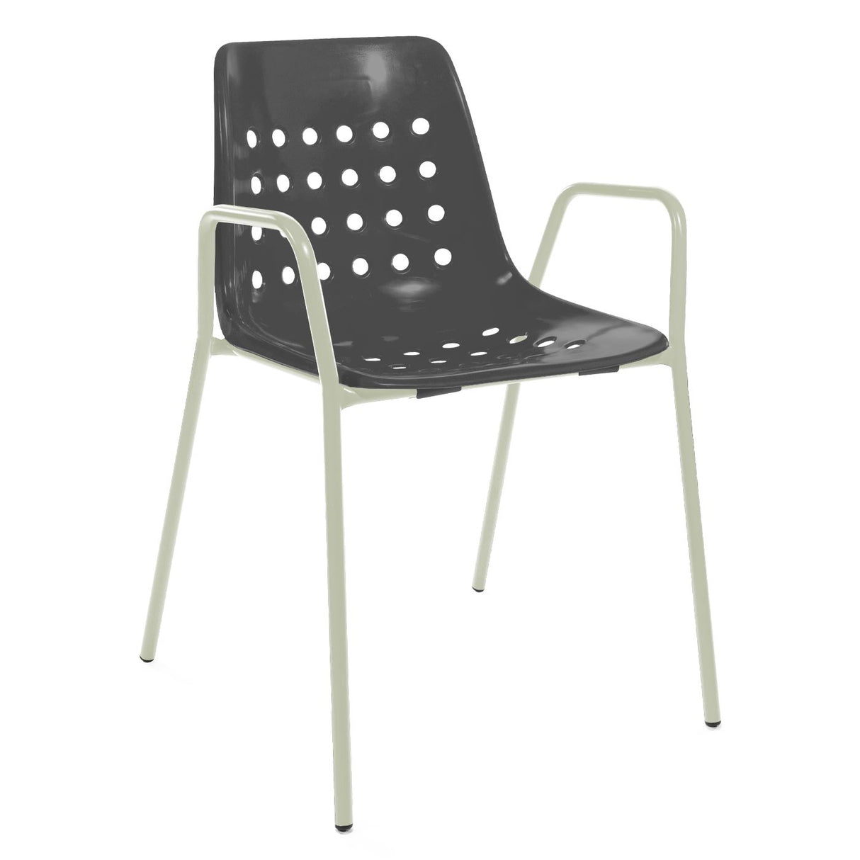 Schaffner Bermuda Fauteuil repas avec accoudoirs tubes ronds Vert Pastel 64 Anthracite 77