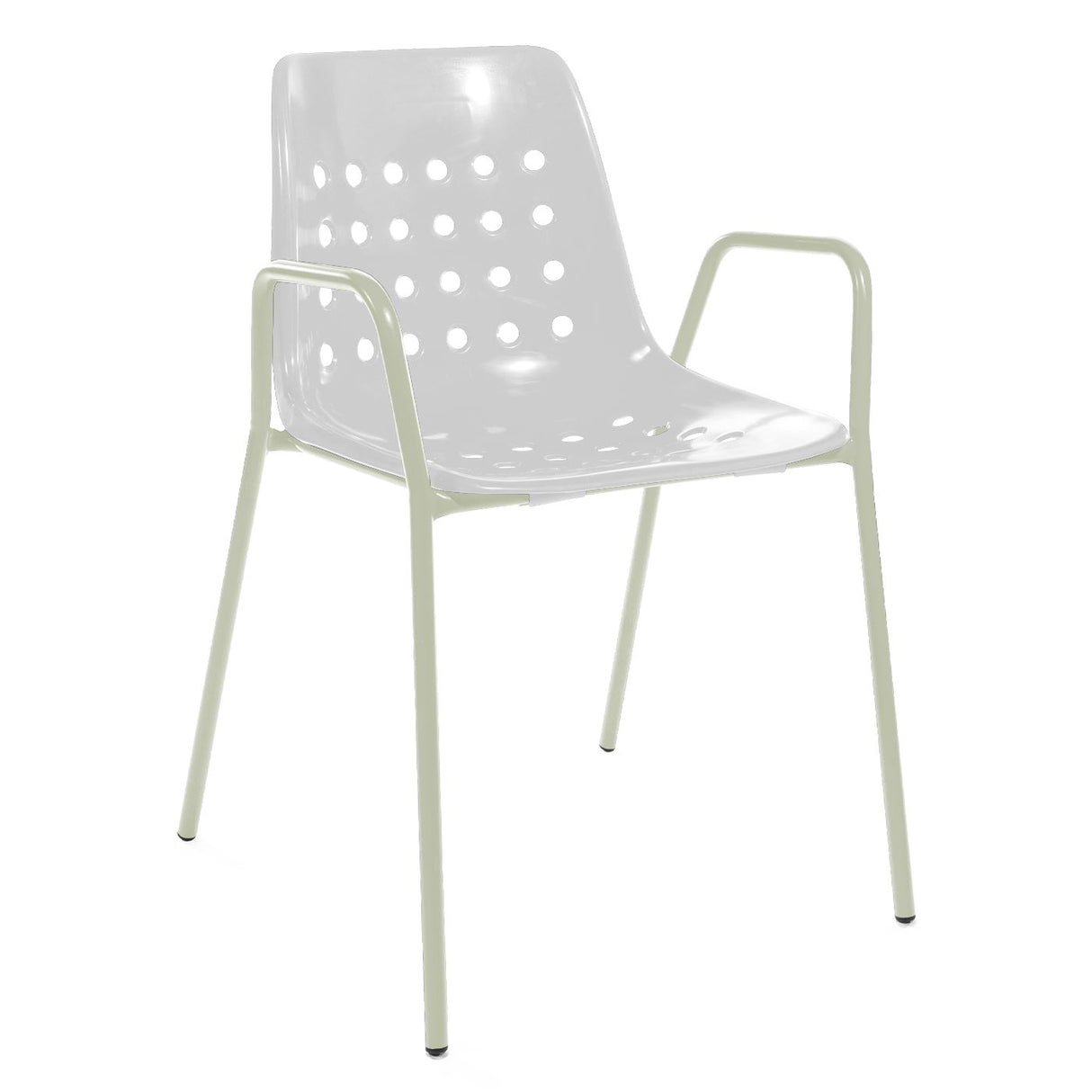 Schaffner Bermuda Fauteuil repas avec accoudoirs tubes ronds Vert Pastel 64 Blanc 90