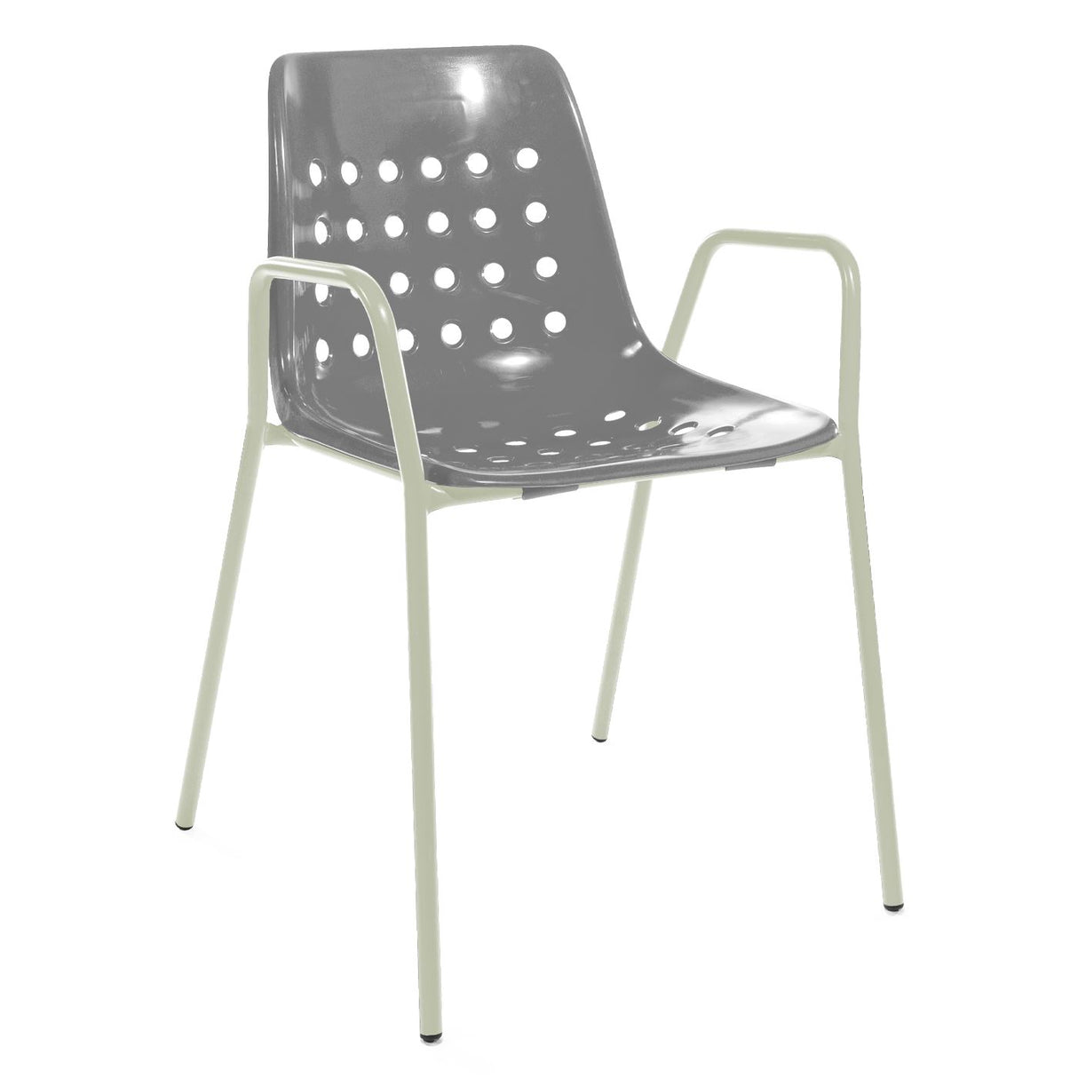 Schaffner Bermuda Fauteuil repas avec accoudoirs tubes ronds Vert Pastel 64 Gris Argent 78