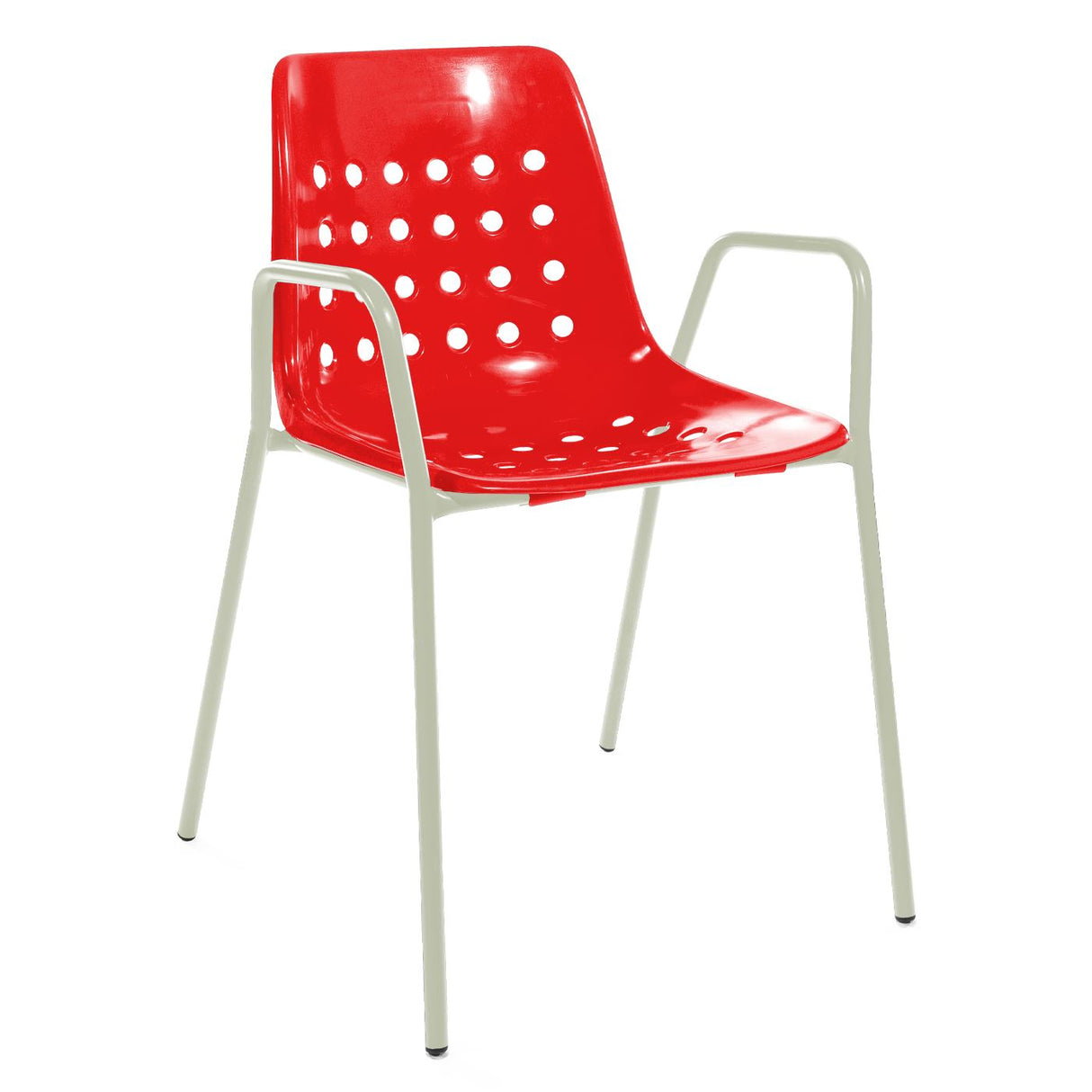 Schaffner Bermuda Fauteuil repas avec accoudoirs tubes ronds Vert Pastel 64 Rouge 30