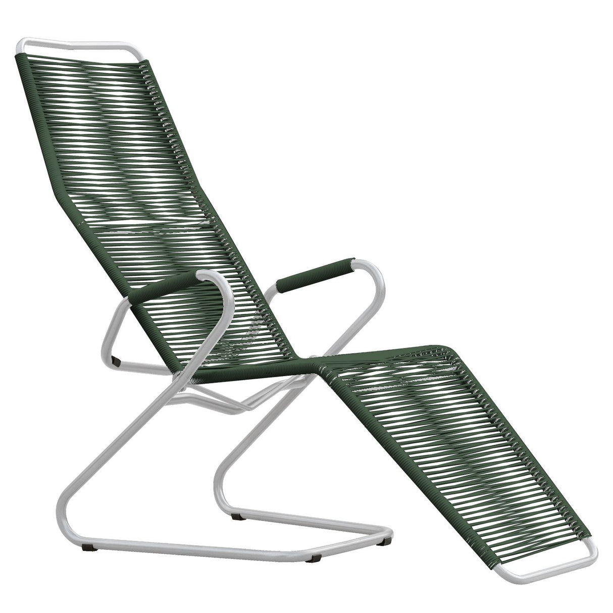 Schaffner Bodensee Chaise longue Spaghetti Blanc 90 Vert Sapin 66