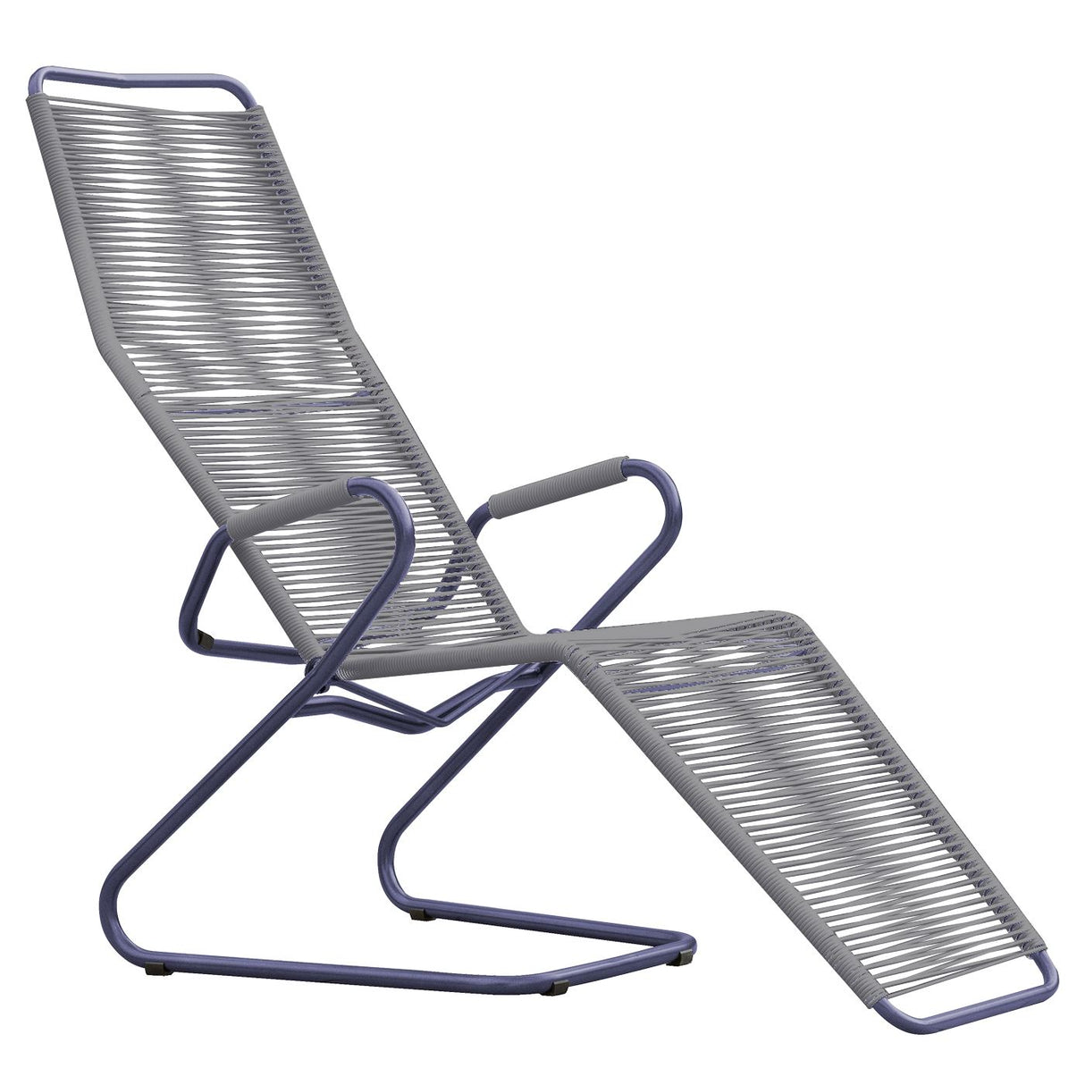Schaffner Bodensee Chaise longue Spaghetti Bleu 53 Gris Argent 78