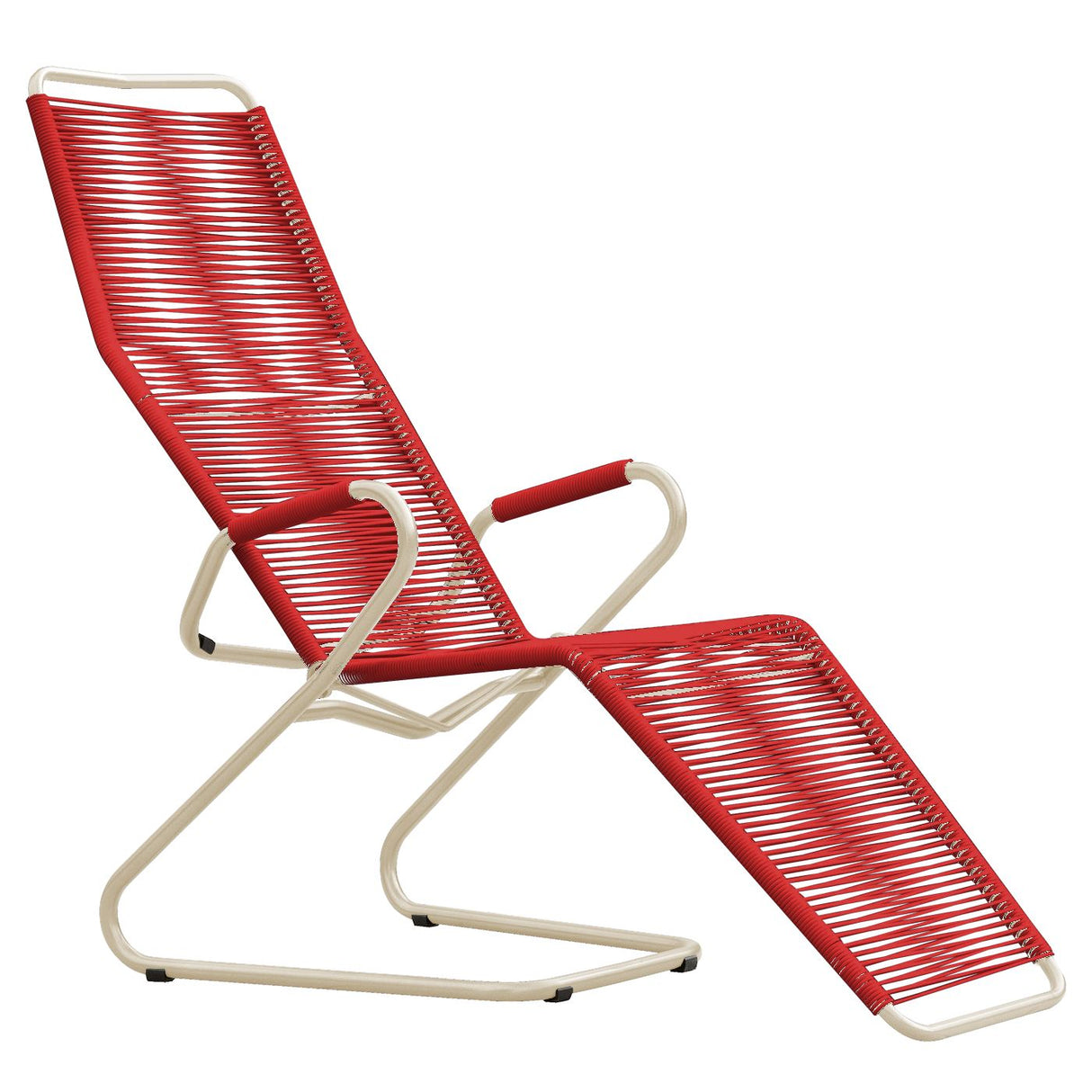 Schaffner Bodensee Chaise longue Spaghetti Sable Pastel 15 Rouge 30