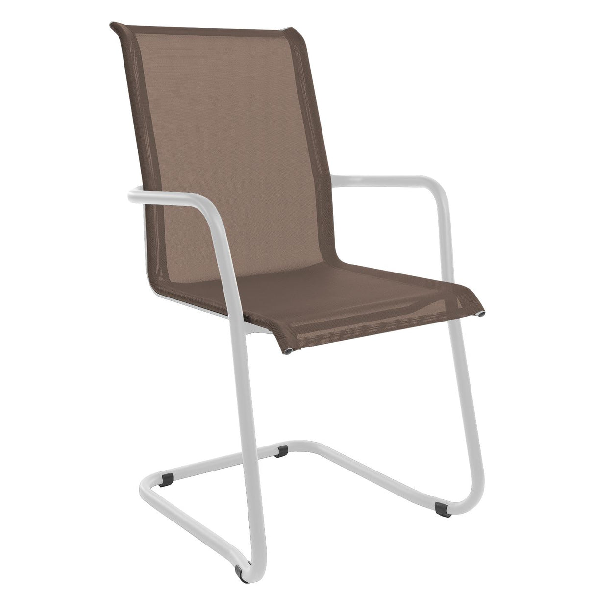 Schaffner Locarno Fauteuil Cantilever empilable Blanc 90 Marron 82