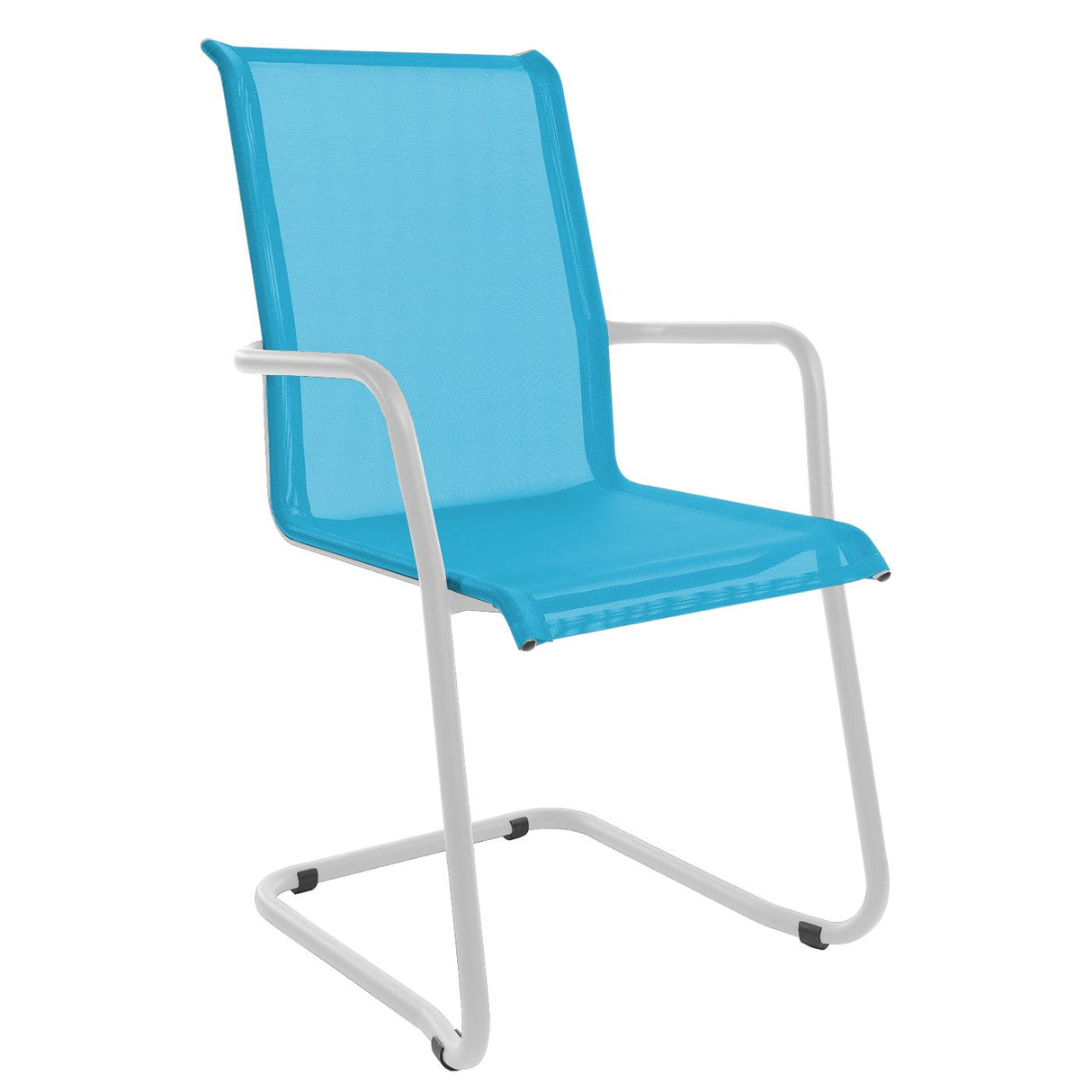 Schaffner Locarno Fauteuil Cantilever empilable Blanc 90 Turquoise 58