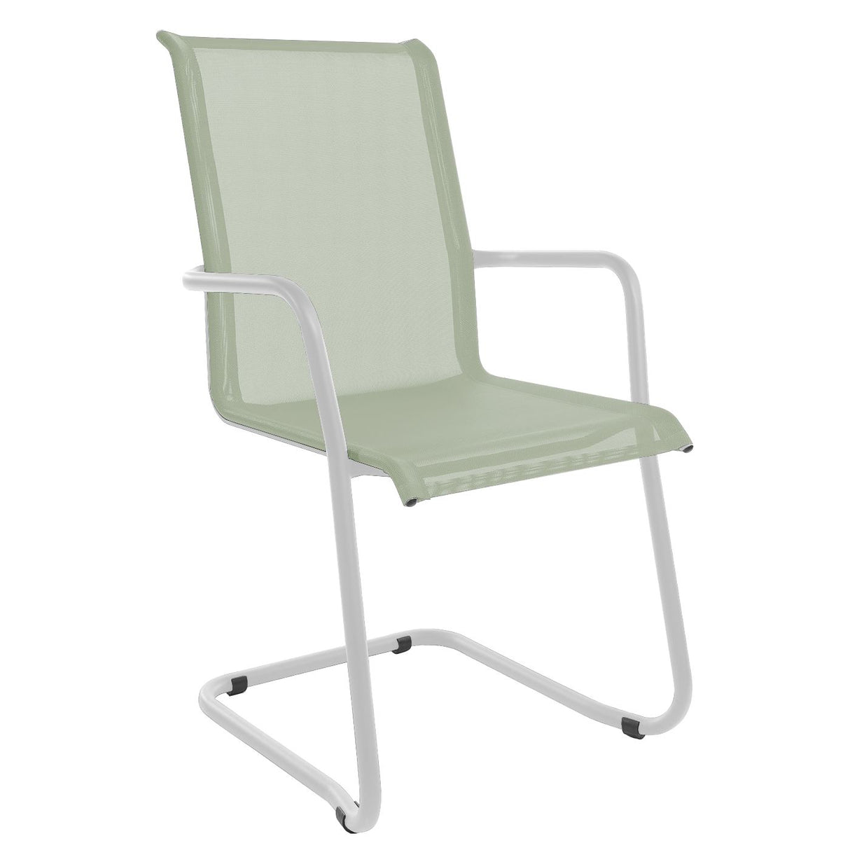 Schaffner Locarno Fauteuil Cantilever empilable Blanc 90 Vert Crème 26