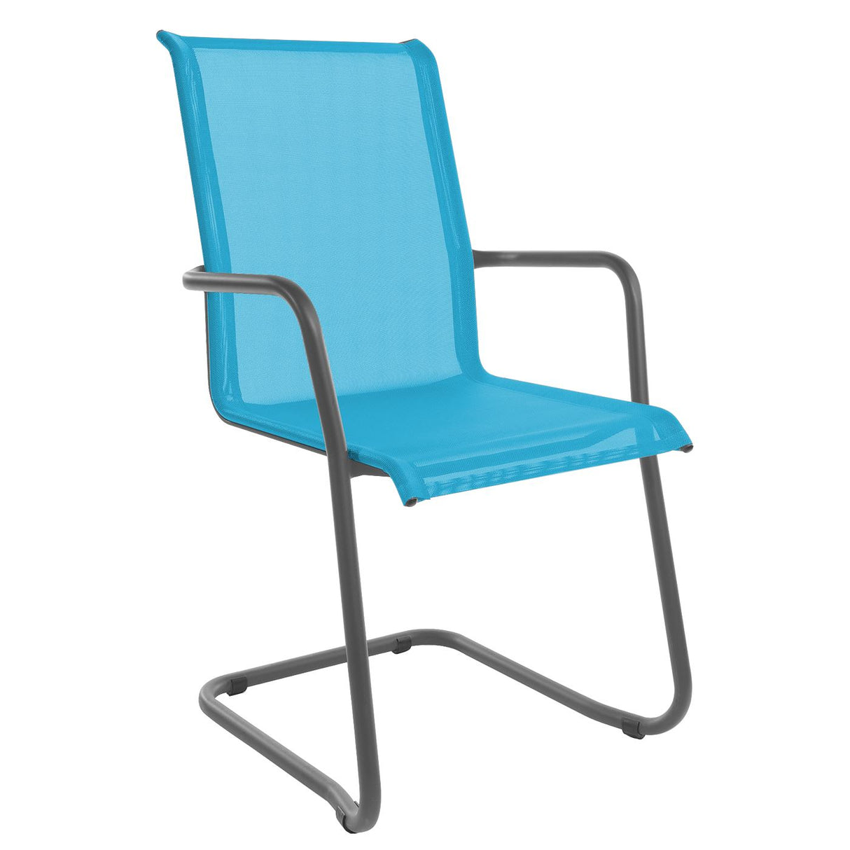 Schaffner Locarno Fauteuil Cantilever empilable Graphite 73 Turquoise 58