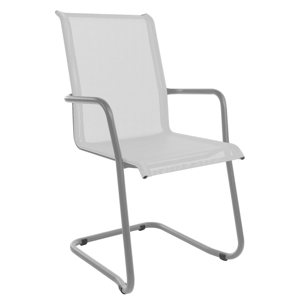 Schaffner Locarno Fauteuil Cantilever empilable Gris Argent 78 Blanc 90