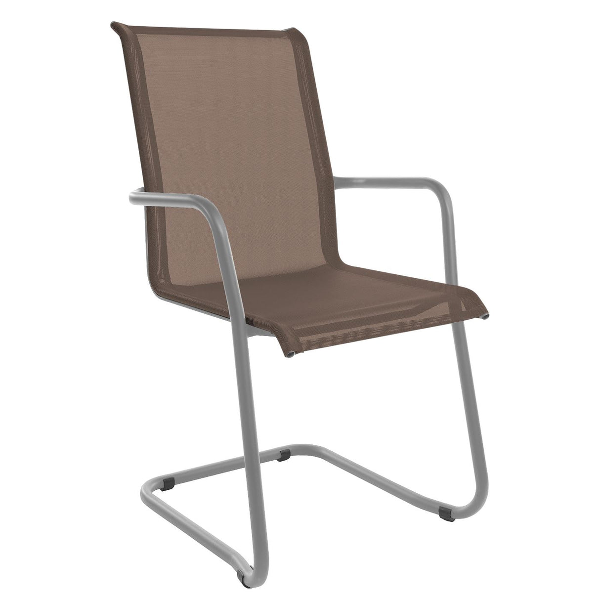Schaffner Locarno Fauteuil Cantilever empilable Gris Argent 78 Marron 82