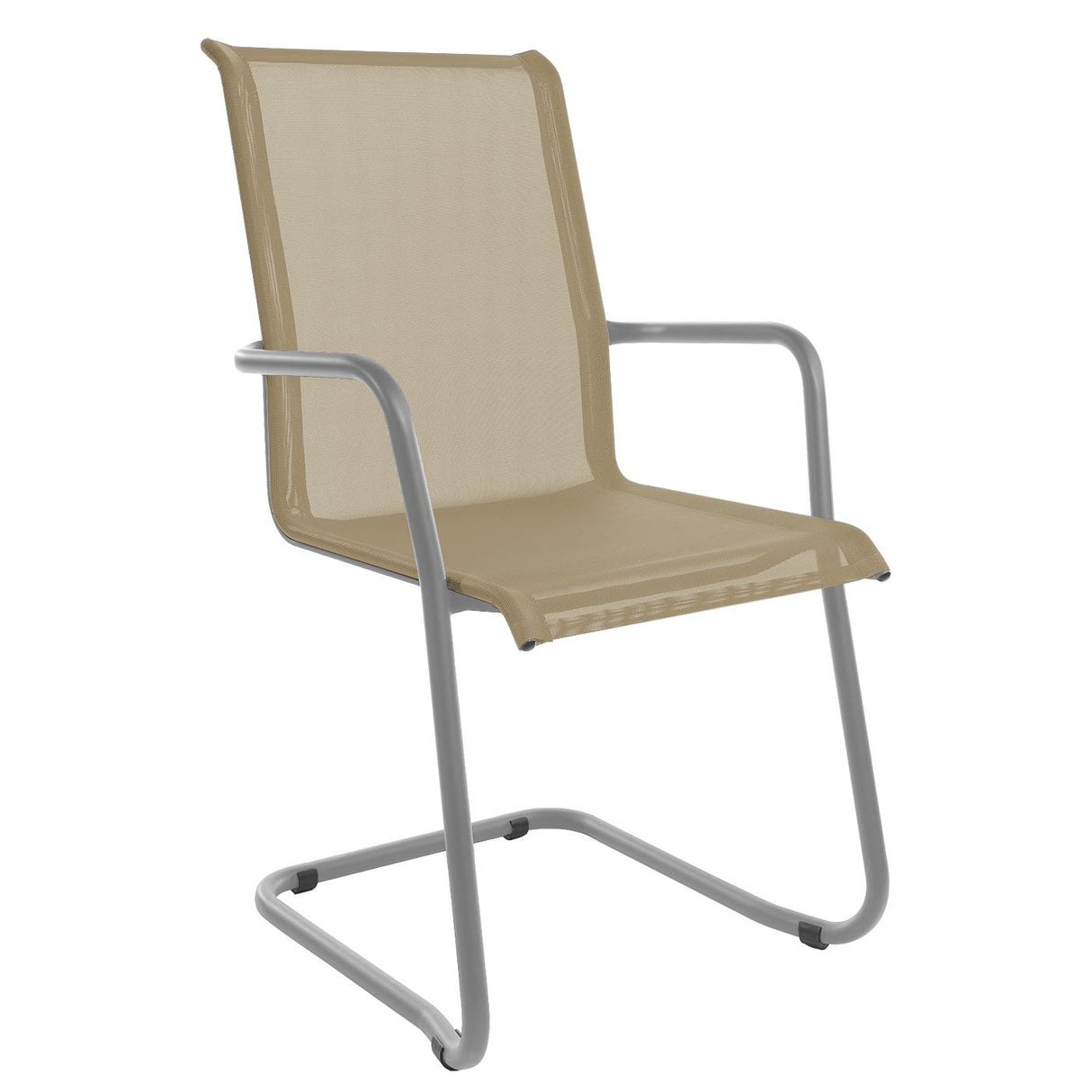 Schaffner Locarno Fauteuil Cantilever empilable Gris Argent 78 Marron Crème 28