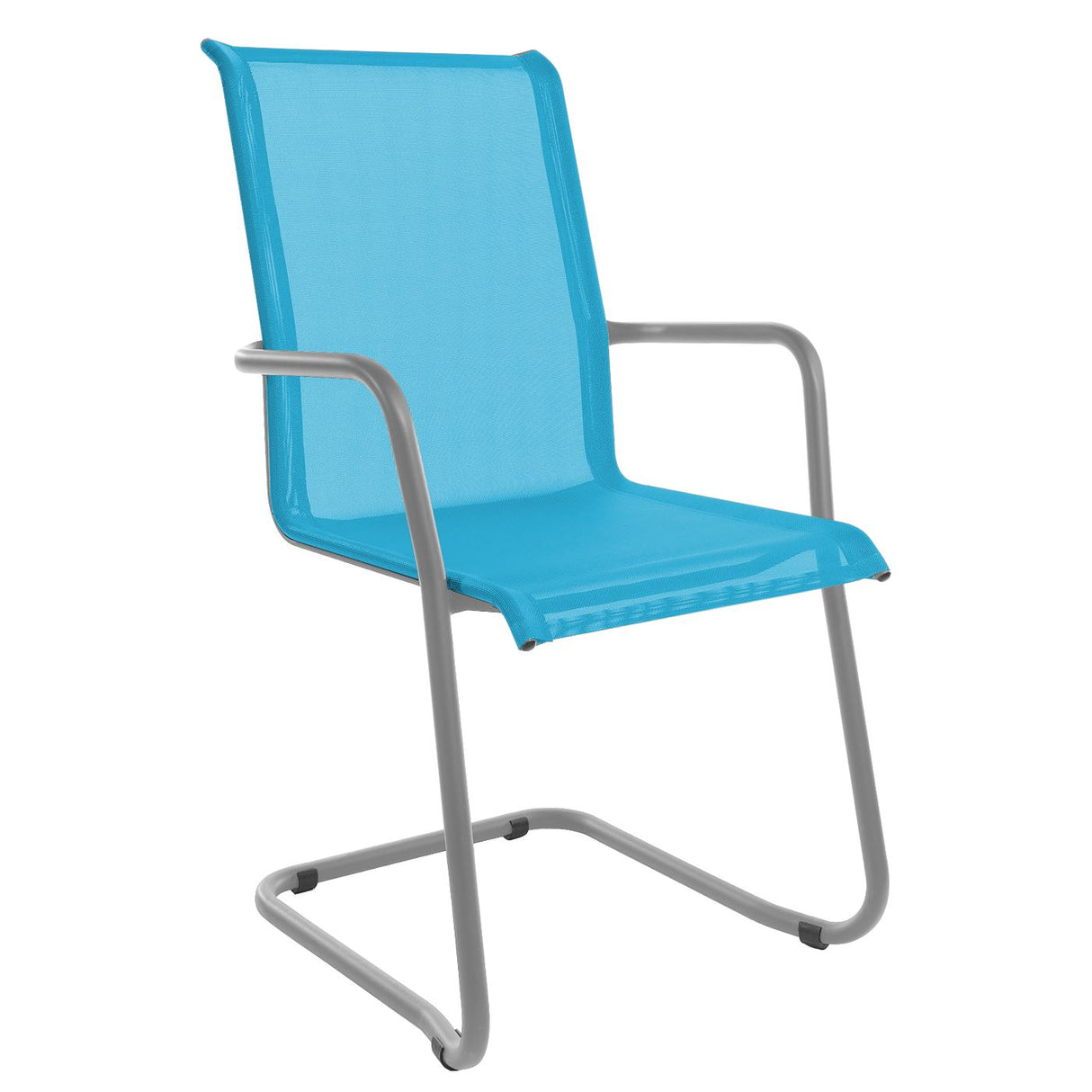 Schaffner Locarno Fauteuil Cantilever empilable Gris Argent 78 Turquoise 58
