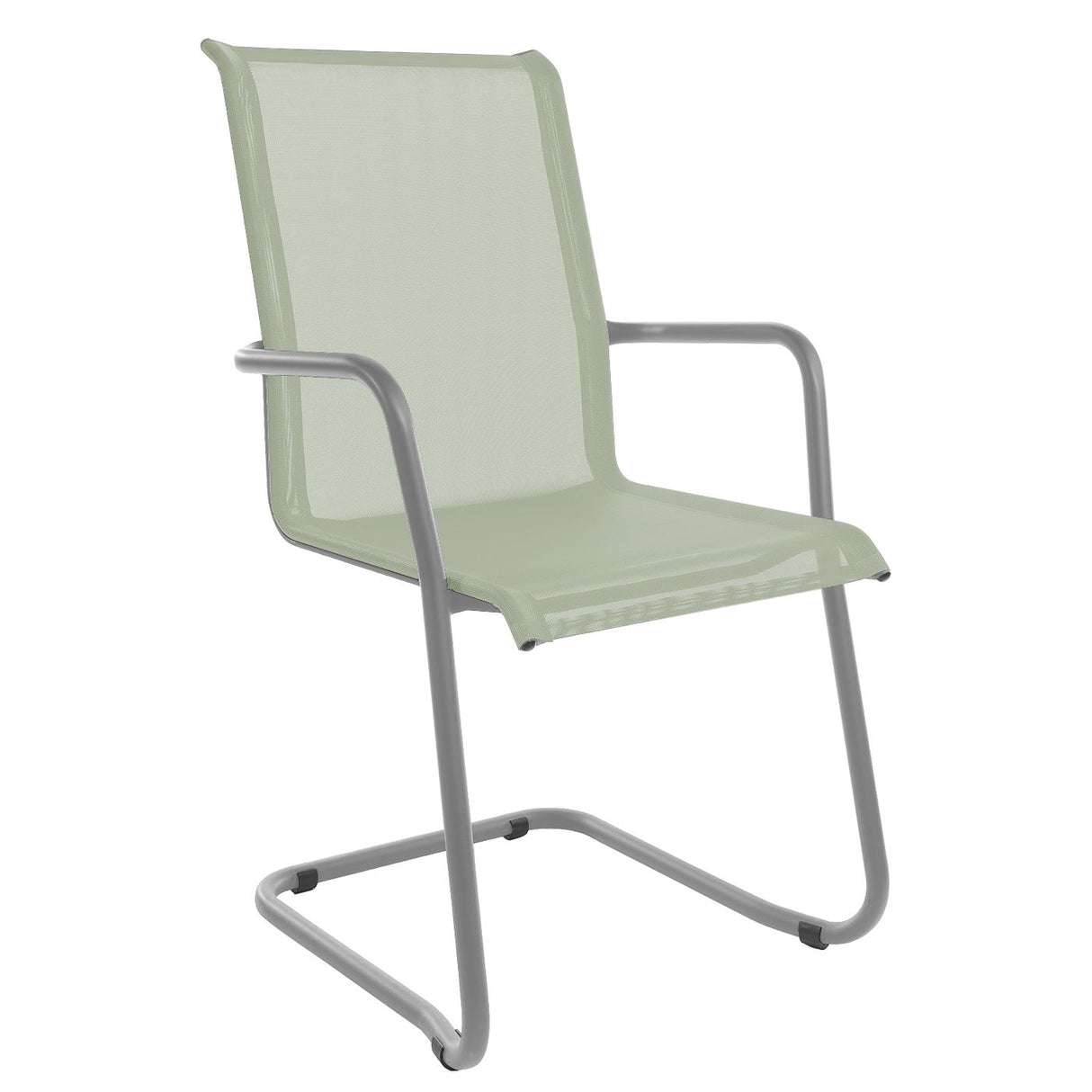 Schaffner Locarno Fauteuil Cantilever empilable Gris Argent 78 Vert Crème 26