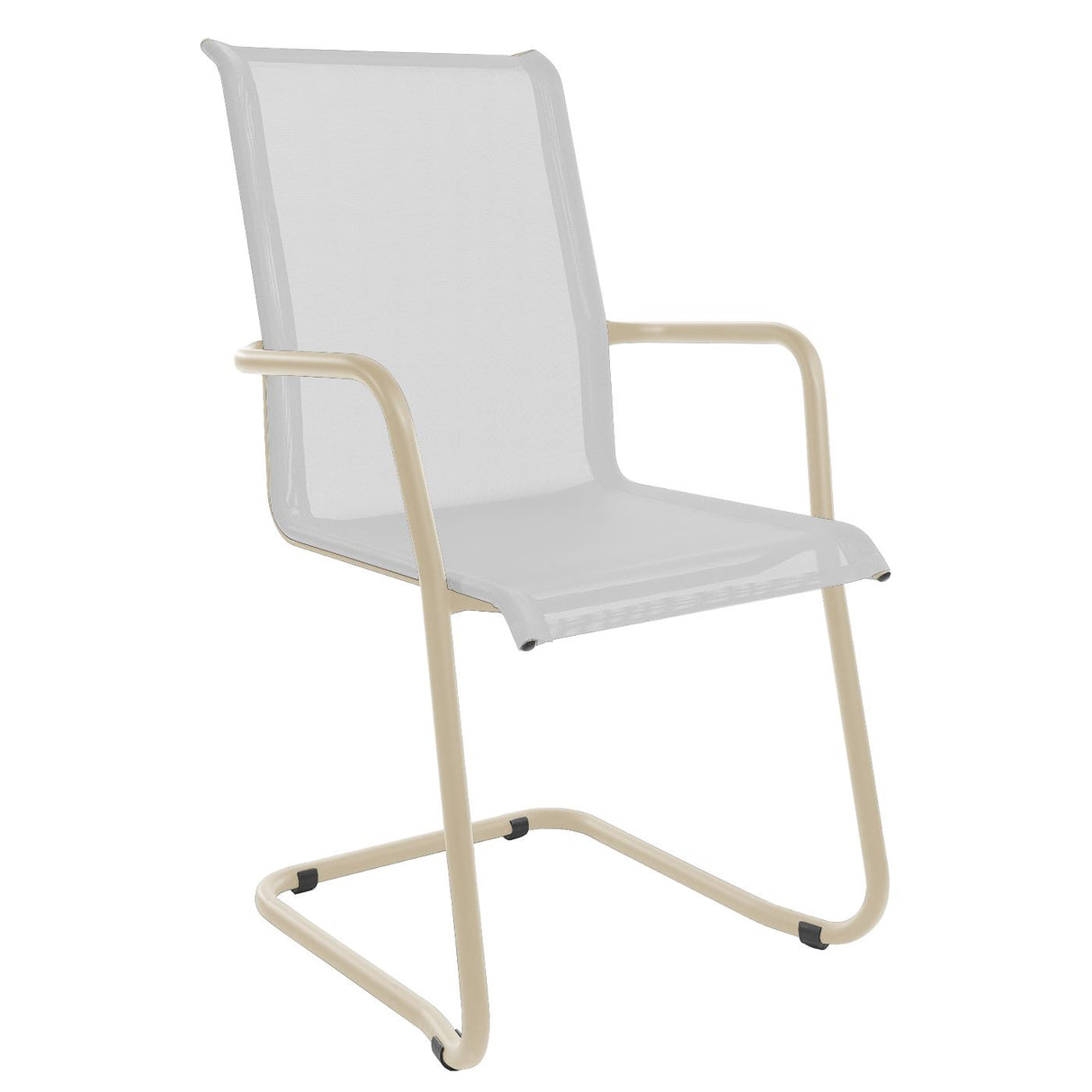 Schaffner Locarno Fauteuil Cantilever empilable Sable Pastel 15 Blanc 90