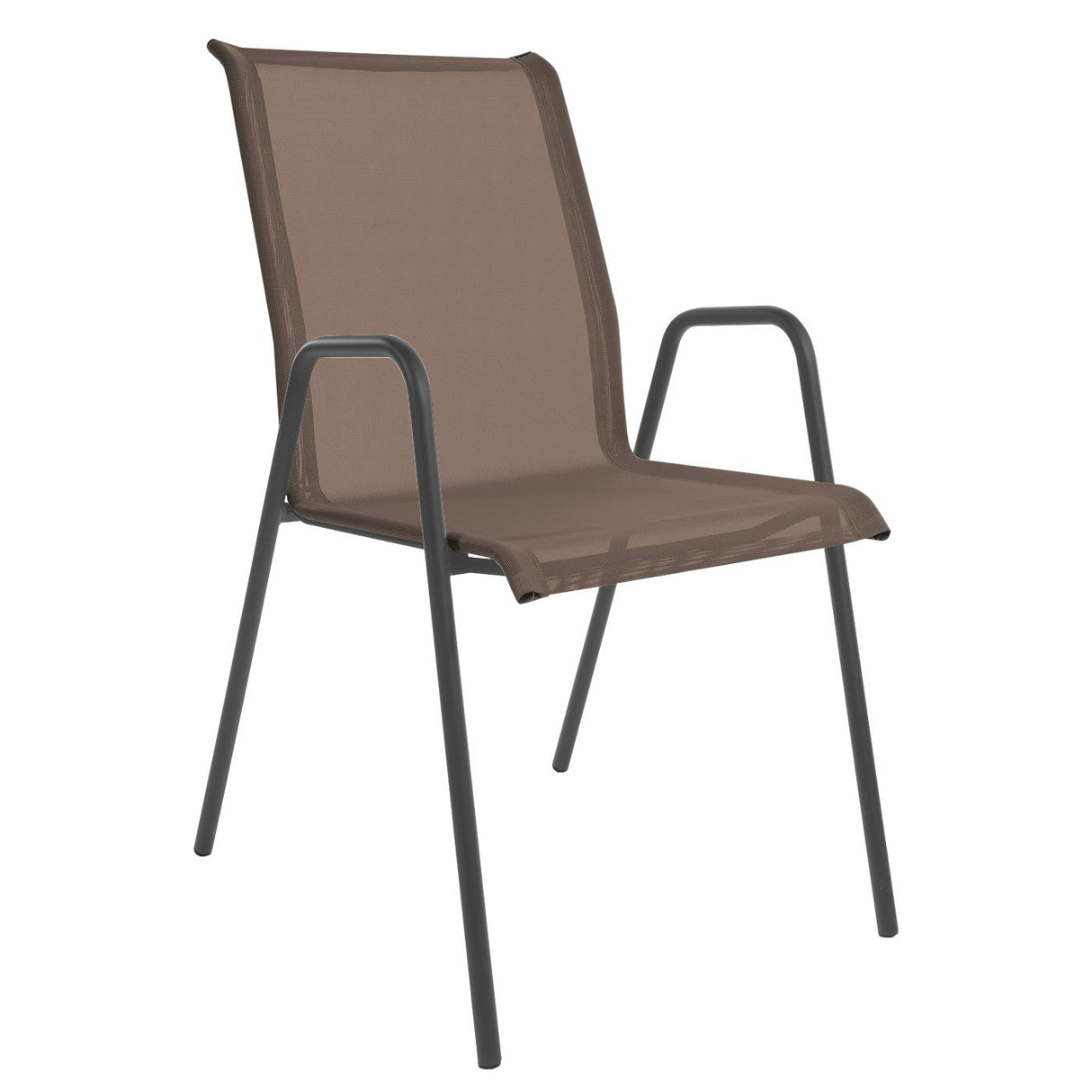 Schaffner Locarno Fauteuil repas empilable Anthracite 77 Marron 82