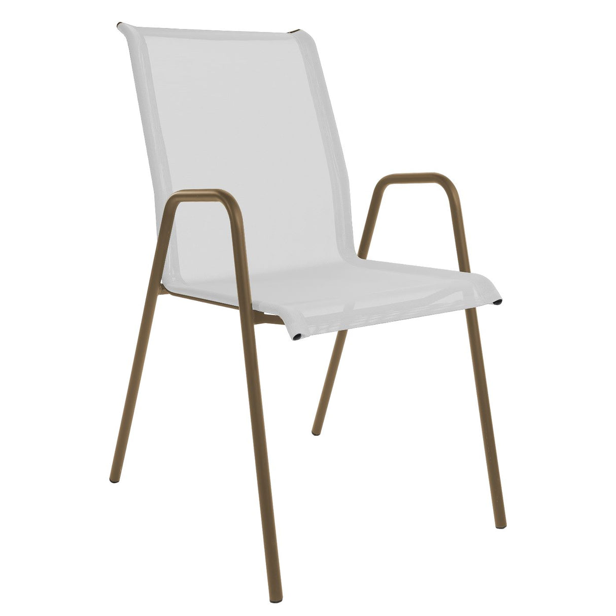 Schaffner Locarno Fauteuil repas empilable Champagne 85 Blanc 90
