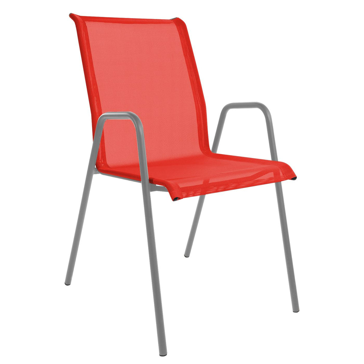 Schaffner Locarno Fauteuil repas empilable Gris Argent 78 Rouge 30
