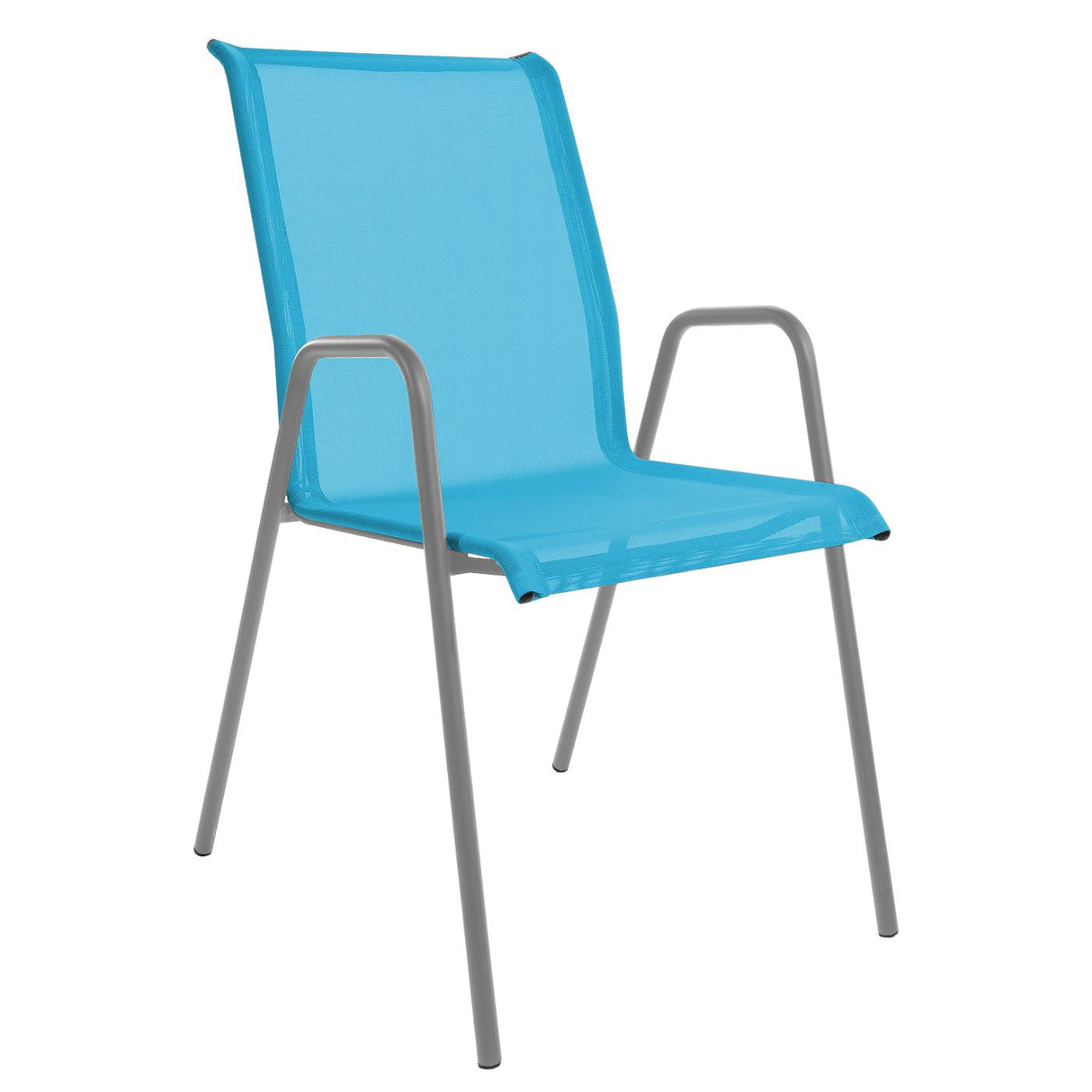 Schaffner Locarno Fauteuil repas empilable Gris Argent 78 Turquoise 58
