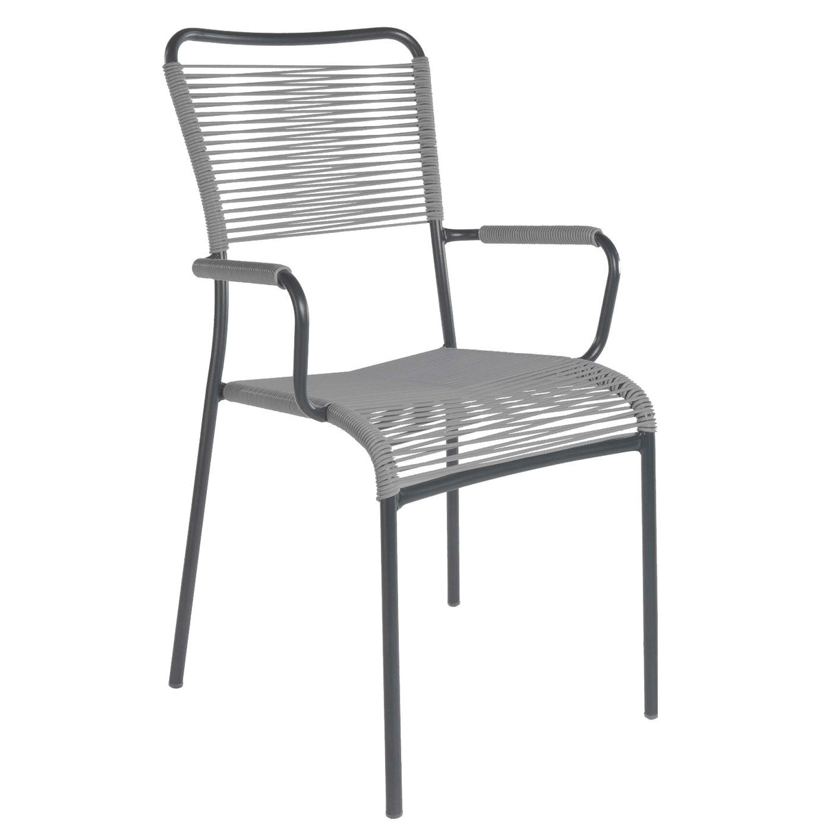 Schaffner Mendrisio Fauteuil repas Spaghetti Antracite 77 Gris Argent 78