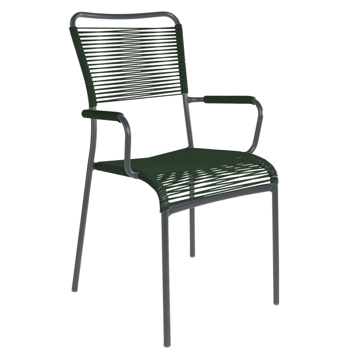 Schaffner Mendrisio Fauteuil repas Spaghetti Antracite 77 Vert sapin 66