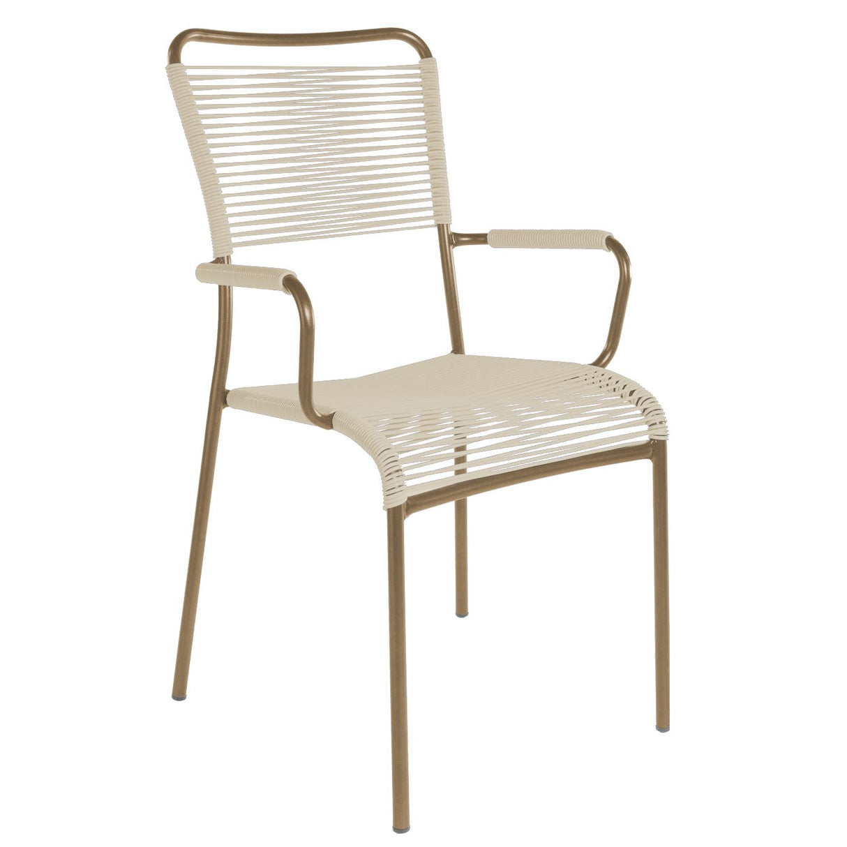 Schaffner Mendrisio Fauteuil repas Spaghetti Champagne 85 Sable pastel 15