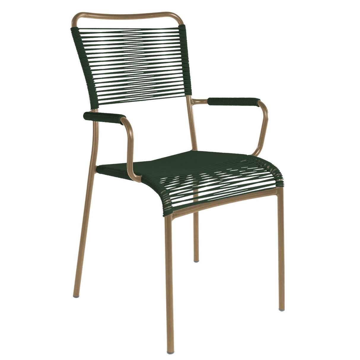 Schaffner Mendrisio Fauteuil repas Spaghetti Champagne 85 Vert sapin 66
