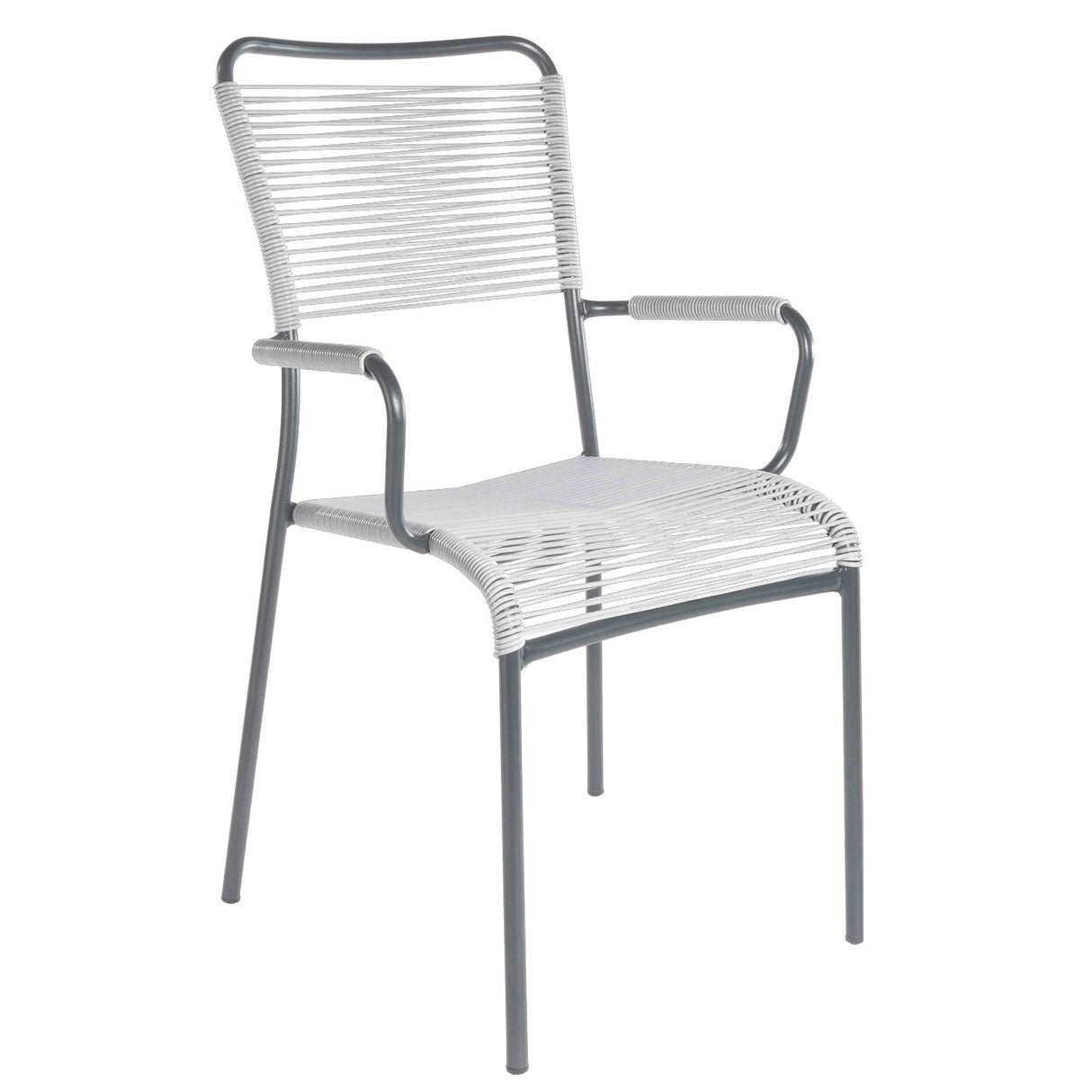 Schaffner Mendrisio Fauteuil repas Spaghetti Graphite 73 Blanc 90