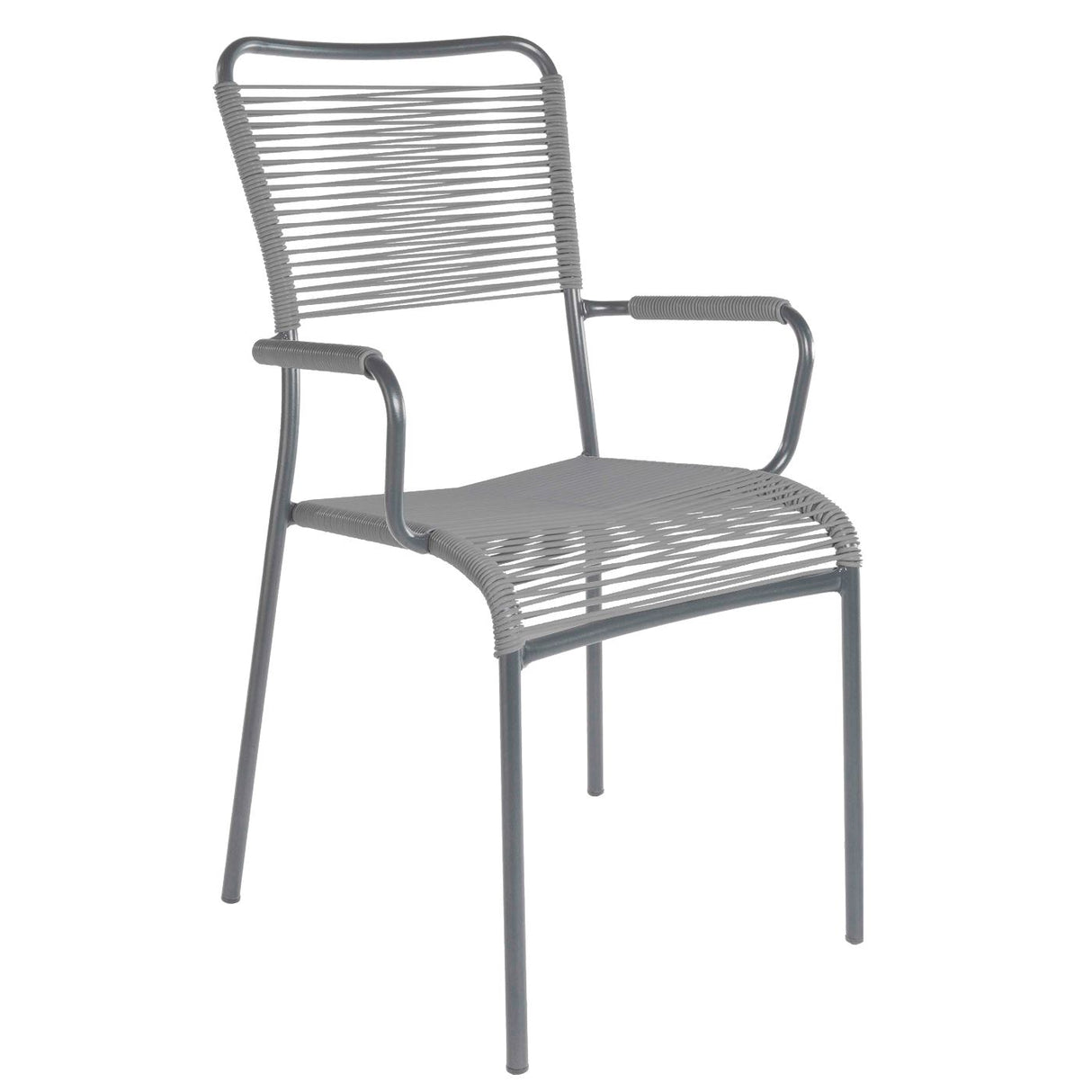 Schaffner Mendrisio Fauteuil repas Spaghetti Graphite 73 Gris Argent 78