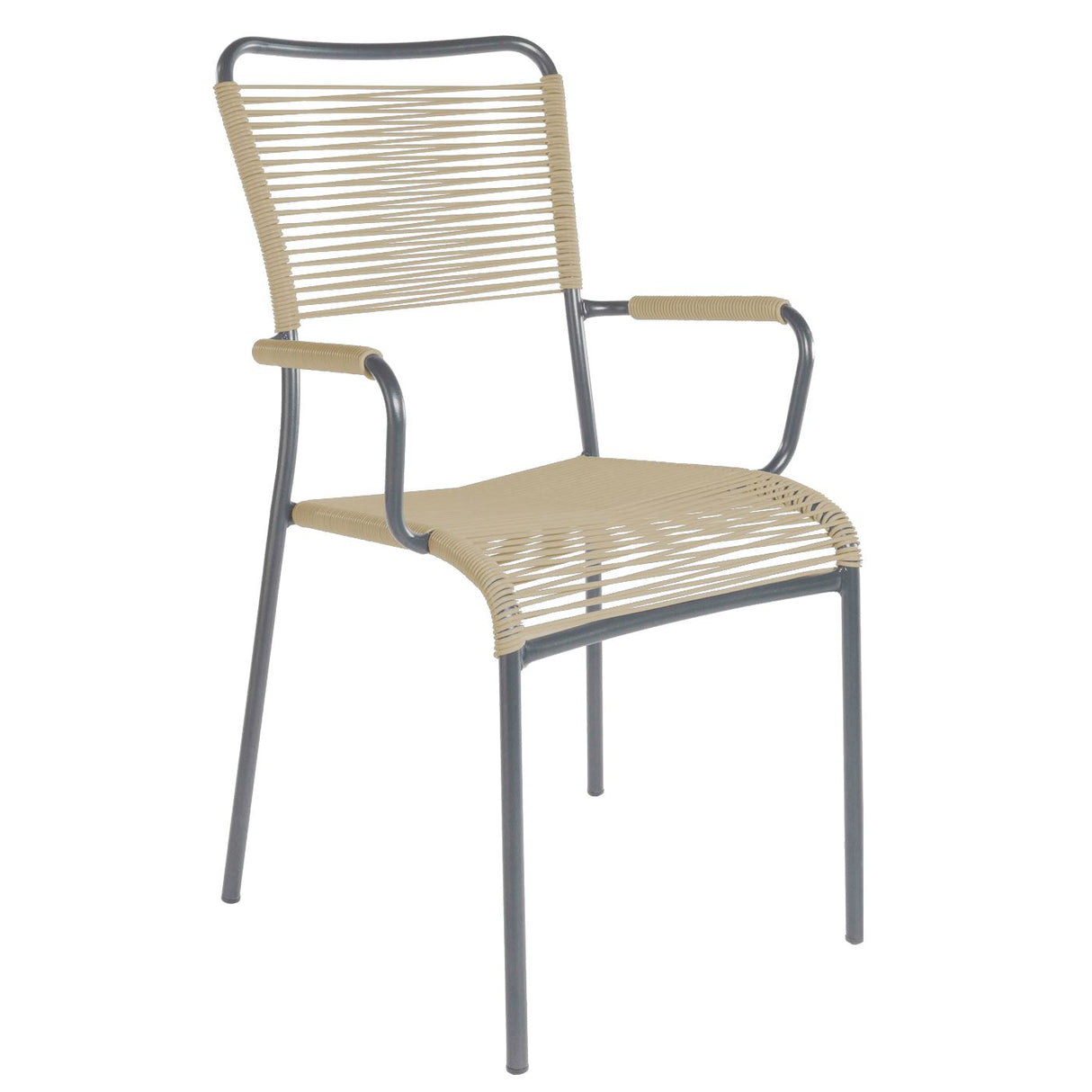 Schaffner Mendrisio Fauteuil repas Spaghetti Graphite 73 Marron pastel 83