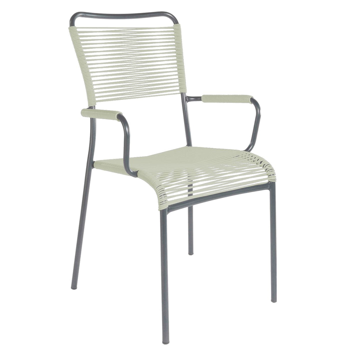Schaffner Mendrisio Fauteuil repas Spaghetti Graphite 73 Vert pastel 64