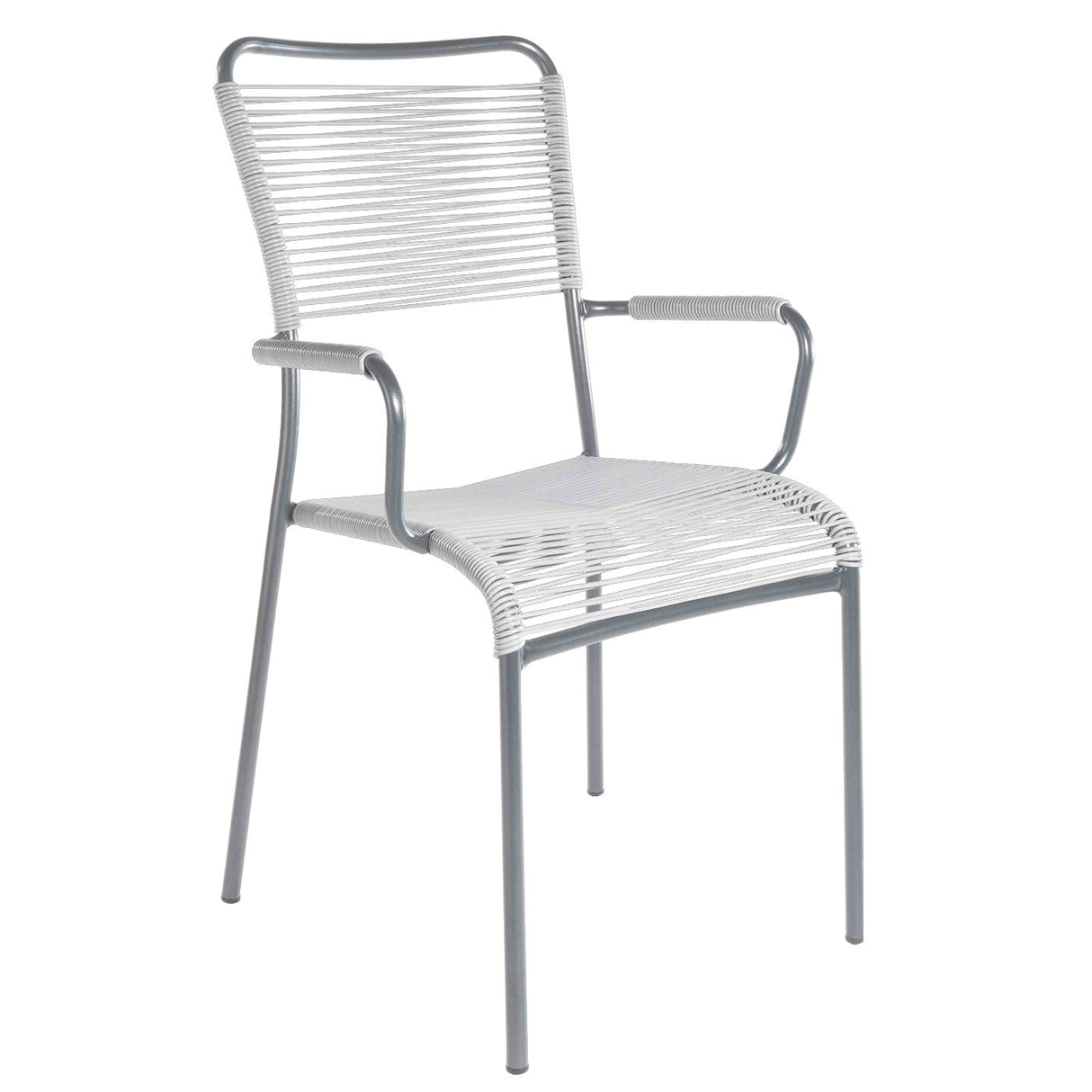 Schaffner Mendrisio Fauteuil repas Spaghetti Gris Argent 78 Blanc 90