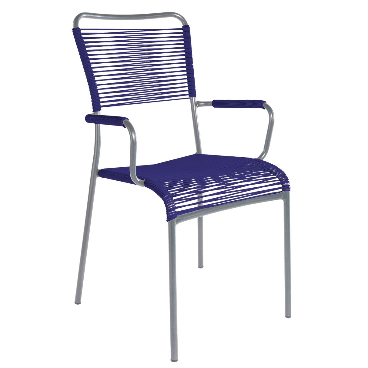 Schaffner Mendrisio Fauteuil repas Spaghetti Gris Argent 78 Bleu 53