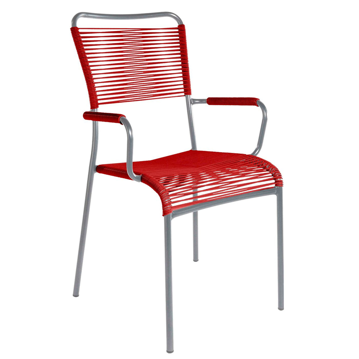 Schaffner Mendrisio Fauteuil repas Spaghetti Gris Argent 78 Rouge 30
