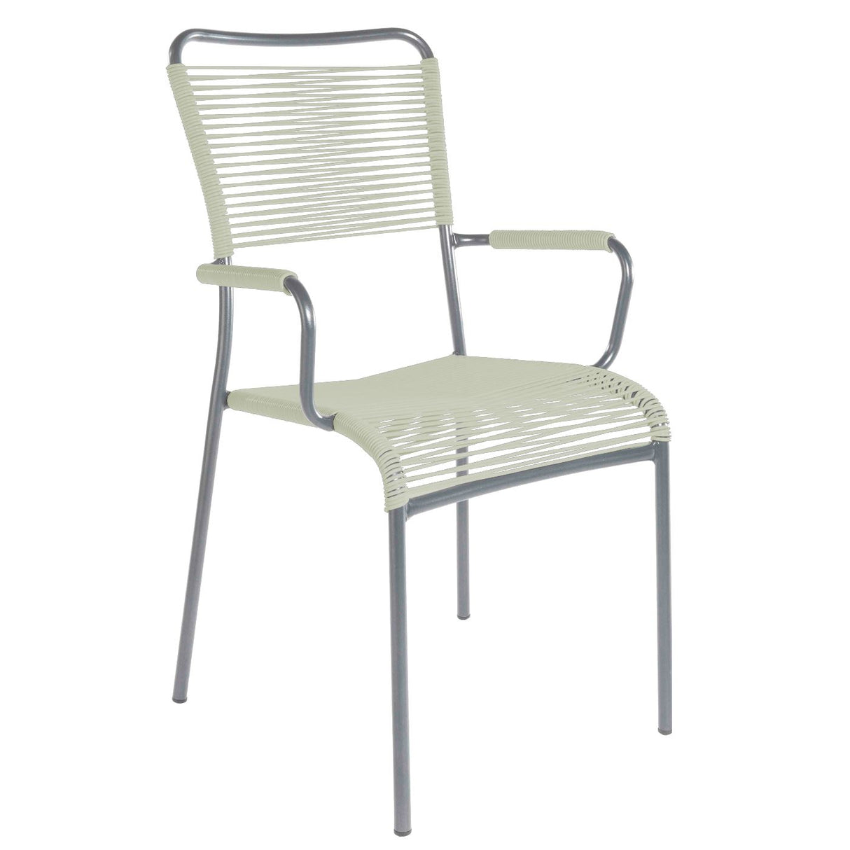 Schaffner Mendrisio Fauteuil repas Spaghetti Gris Argent 78 Vert pastel 64