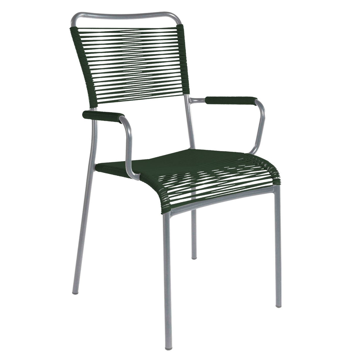 Schaffner Mendrisio Fauteuil repas Spaghetti Gris Argent 78 Vert sapin 66