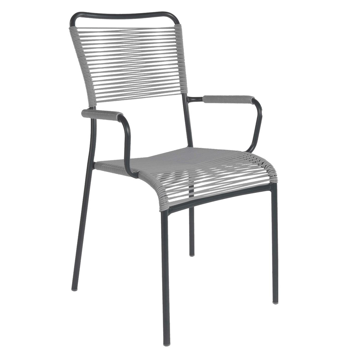 Schaffner Mendrisio Fauteuil repas Spaghetti Noir 91 Gris Argent 78