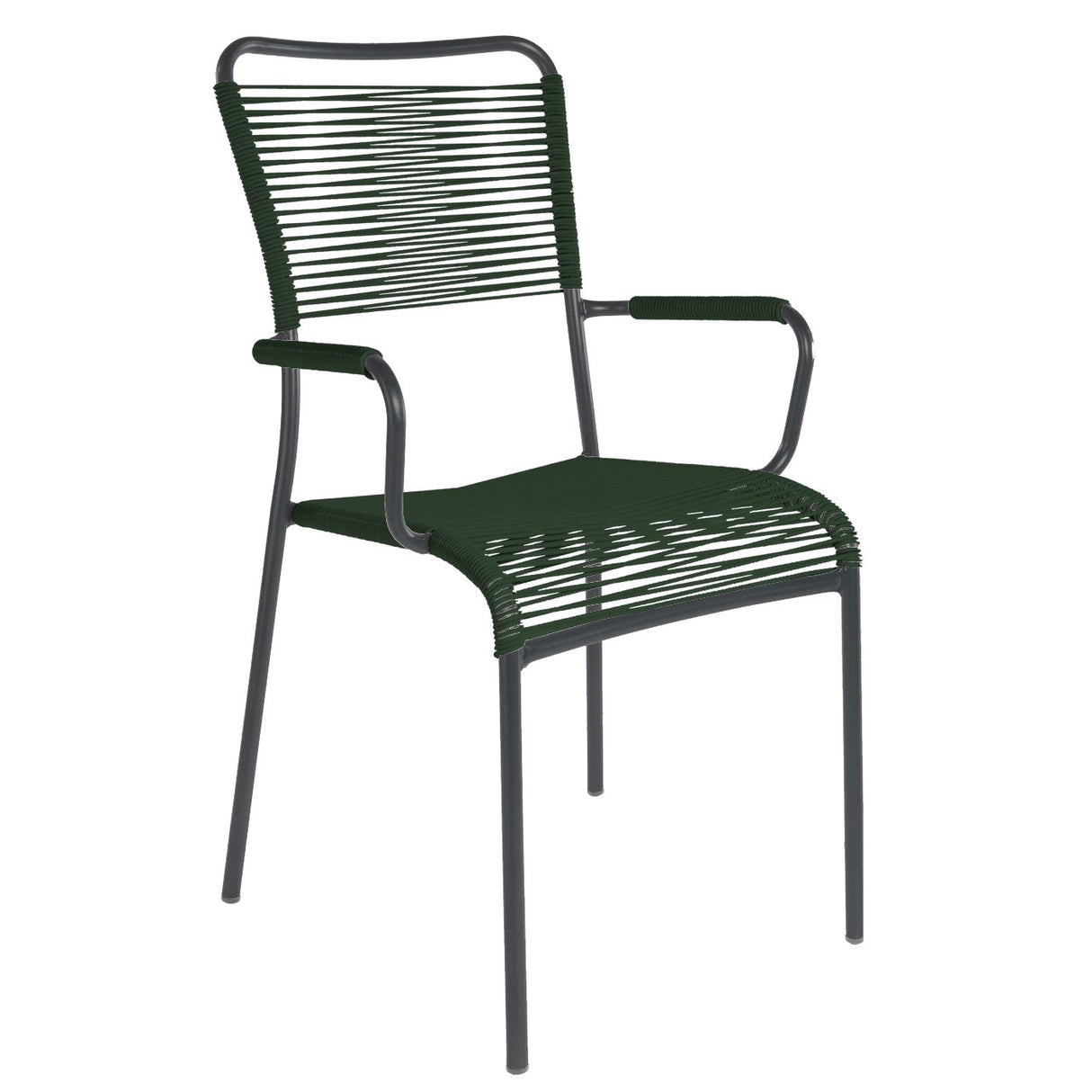 Schaffner Mendrisio Fauteuil repas Spaghetti Noir 91 Vert sapin 66